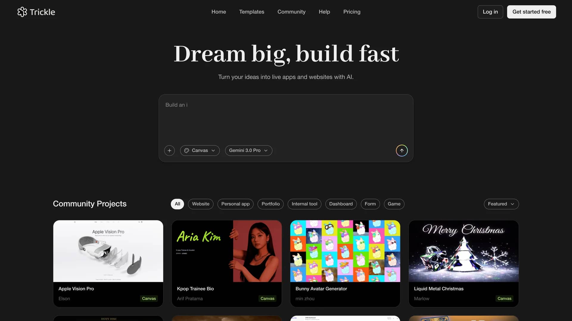 trickle homepage