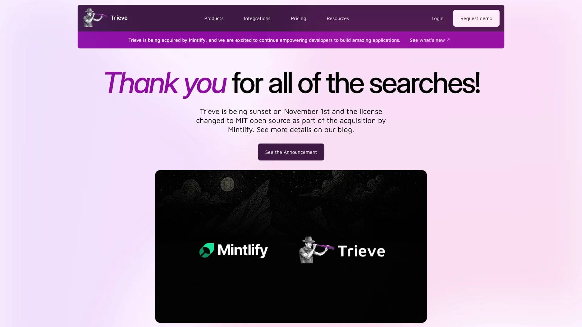 trieve homepage