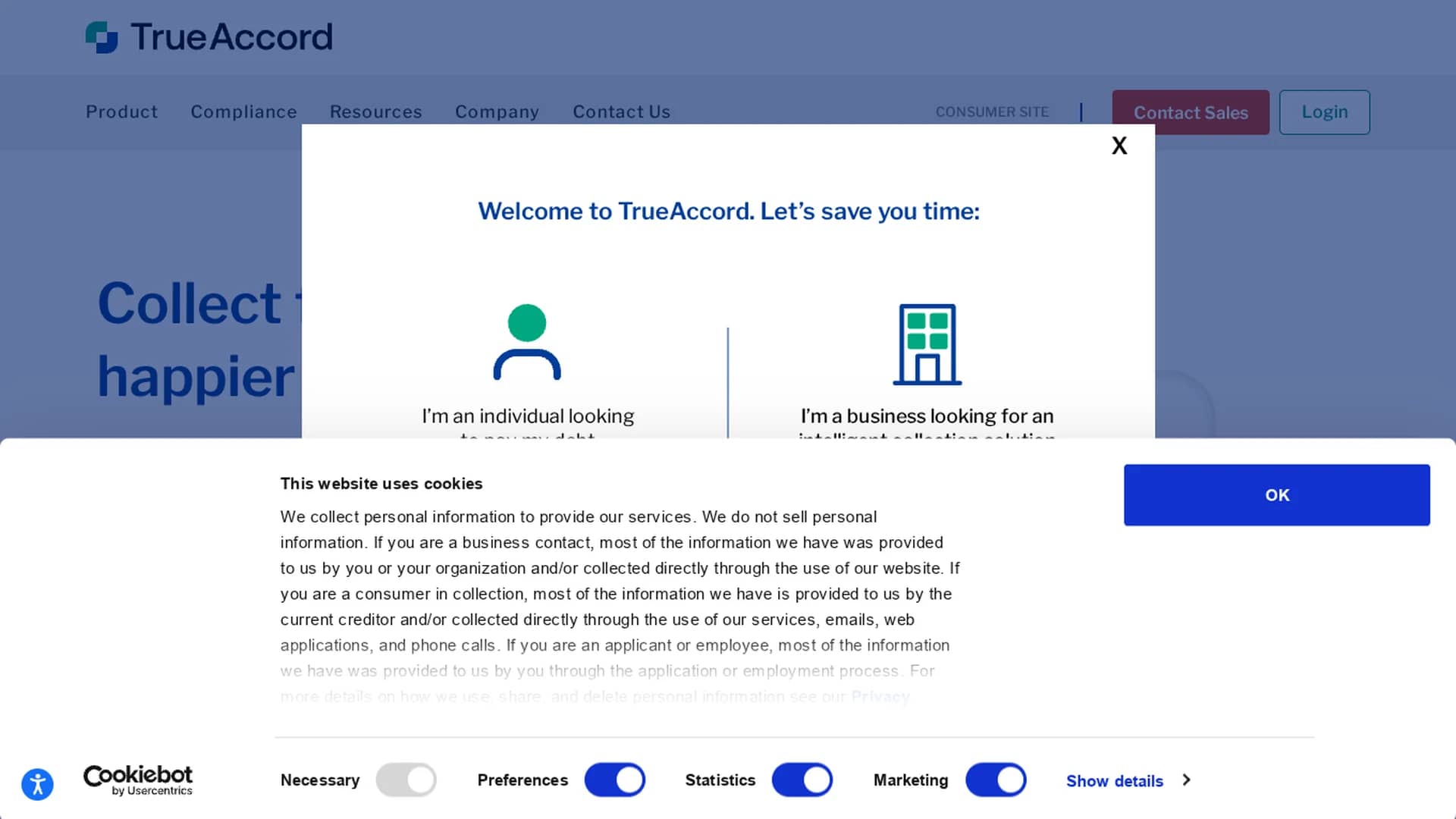 trueaccord-com homepage