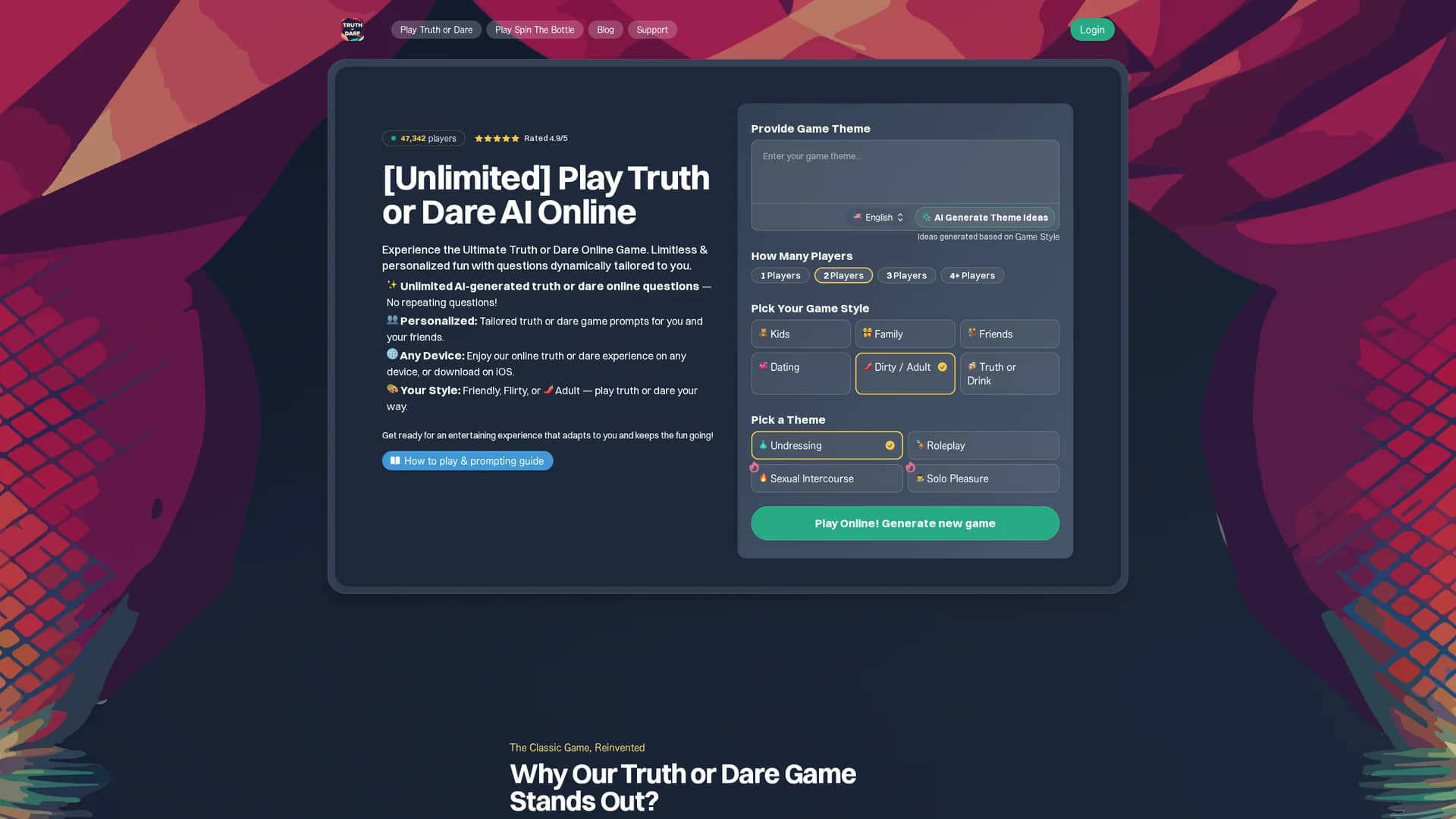 truth-or-dare-ai homepage