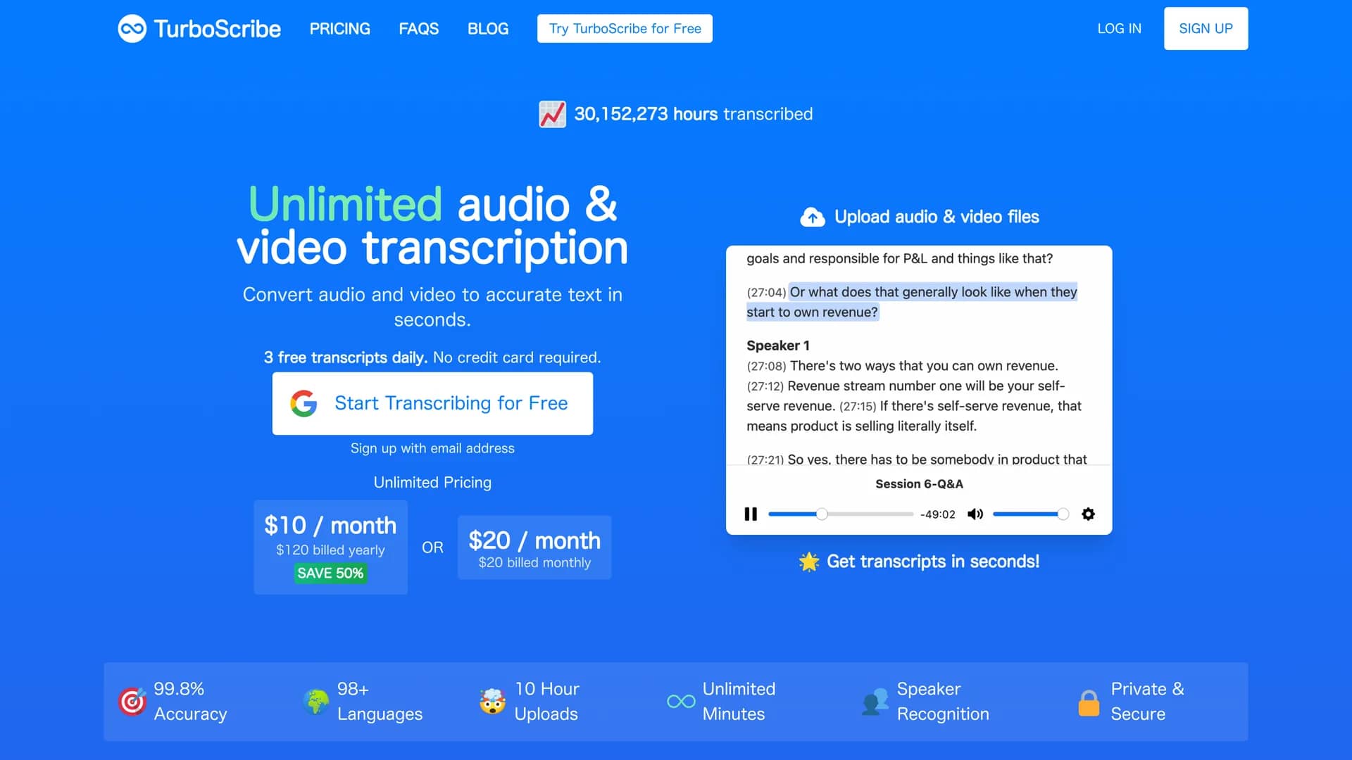 turboscribe homepage