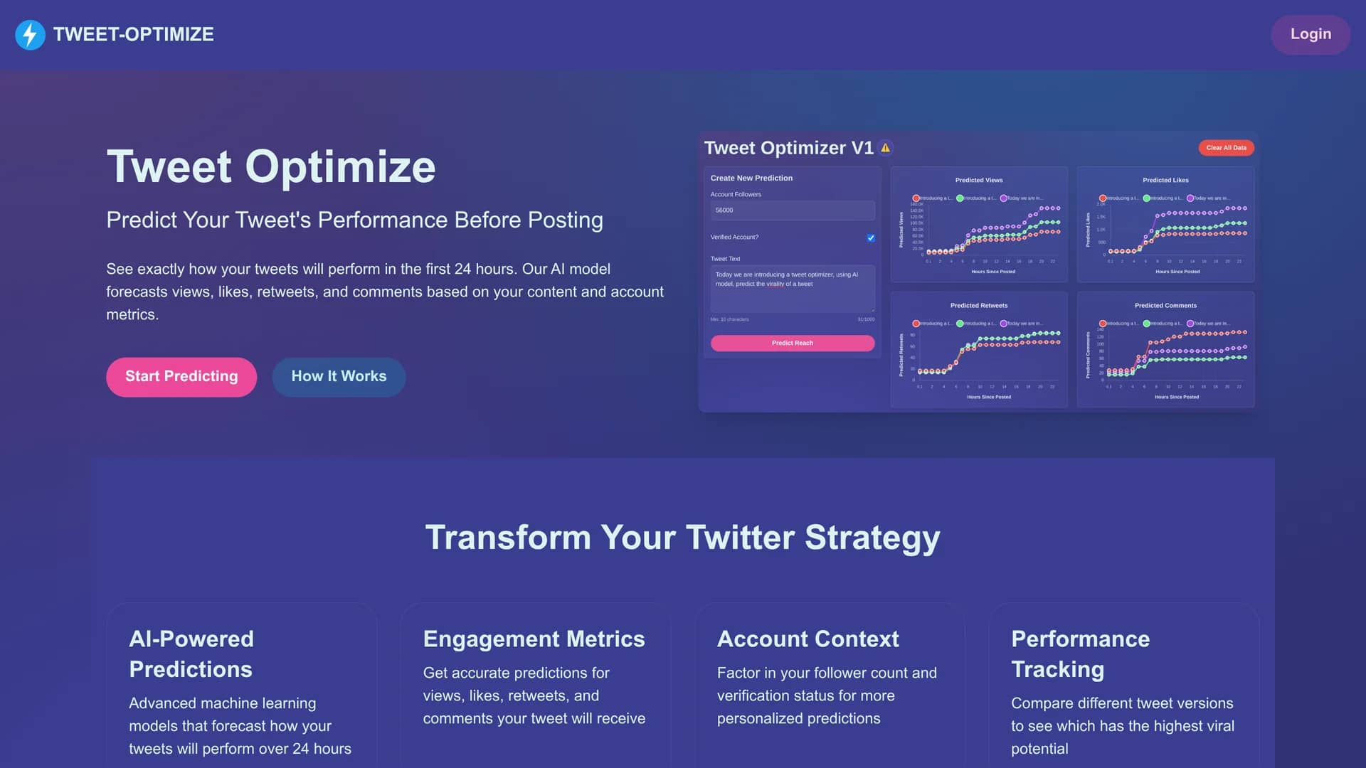 tweet-optimize homepage