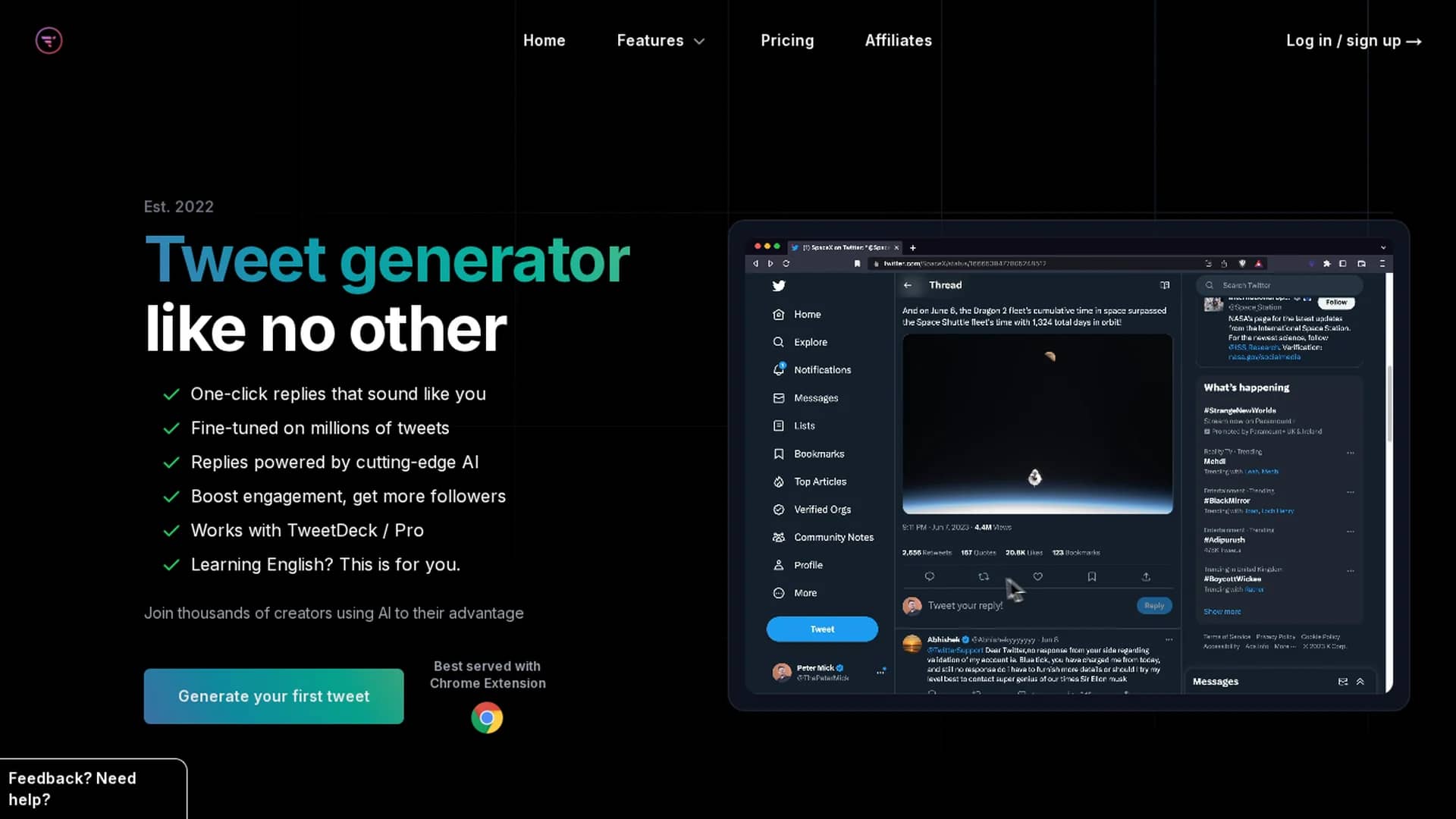 tweetai homepage
