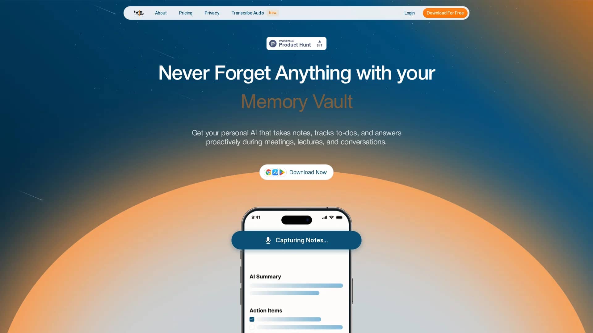 twinmind homepage