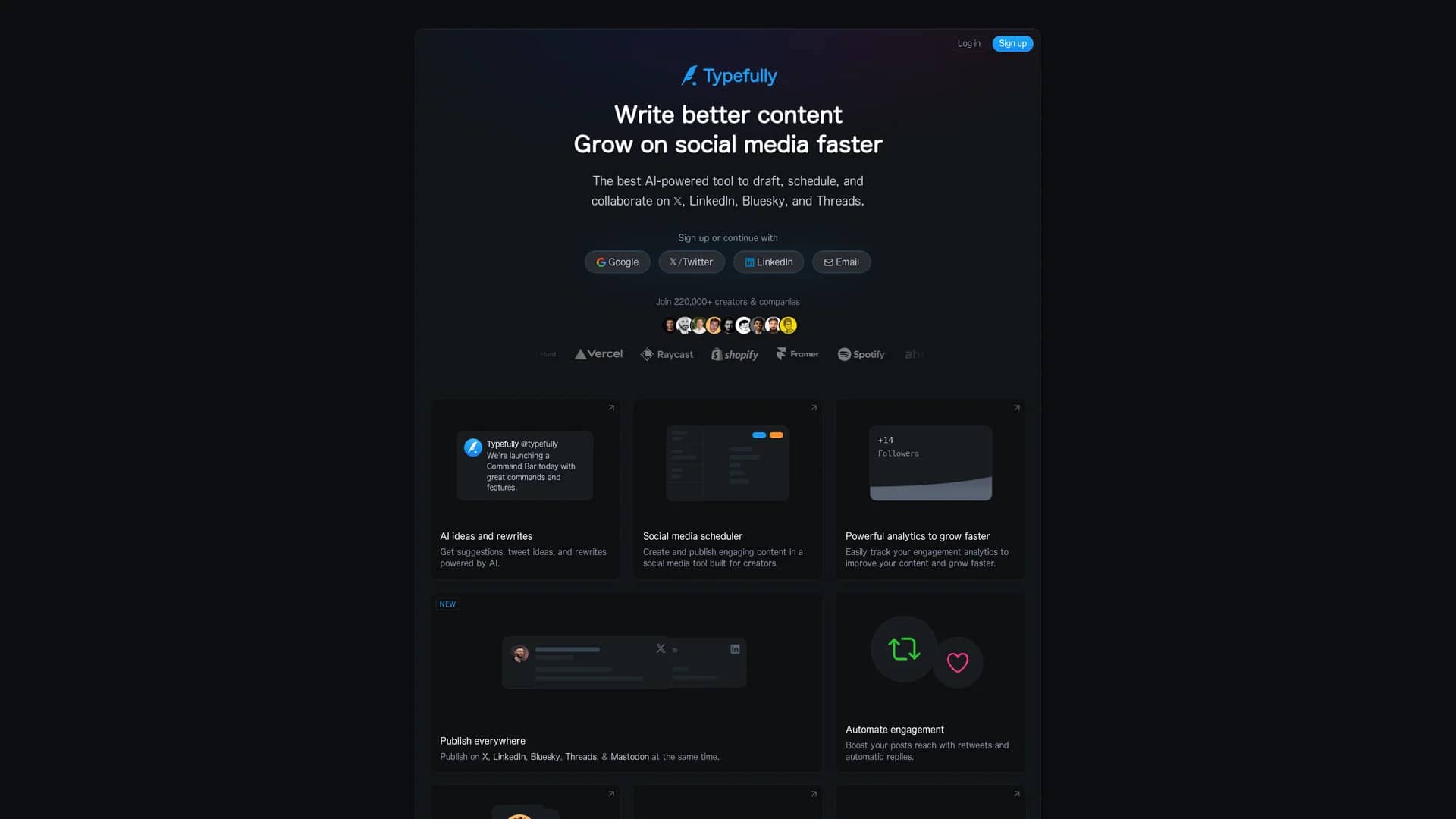 typefully homepage