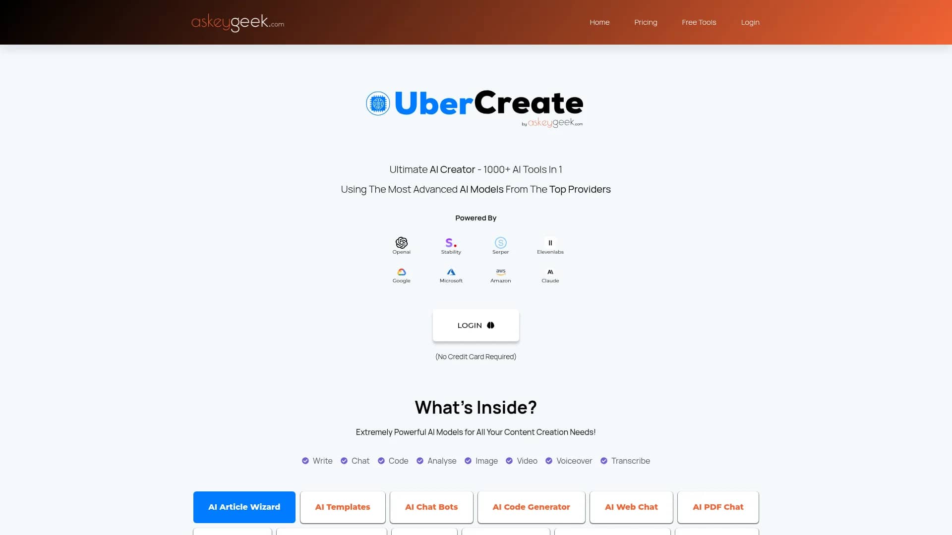 ubercreate homepage