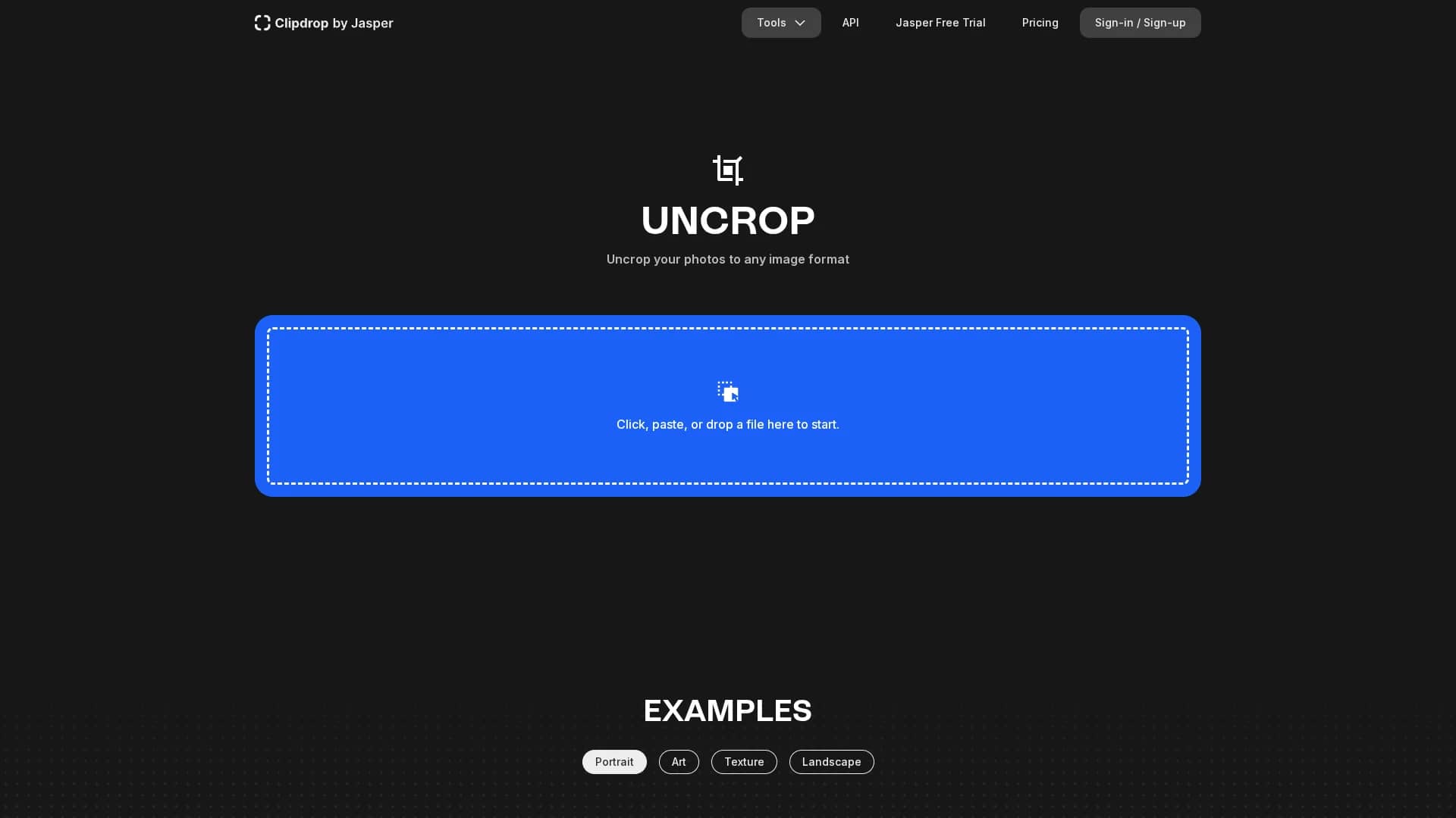 uncrop-by-stability-ai homepage
