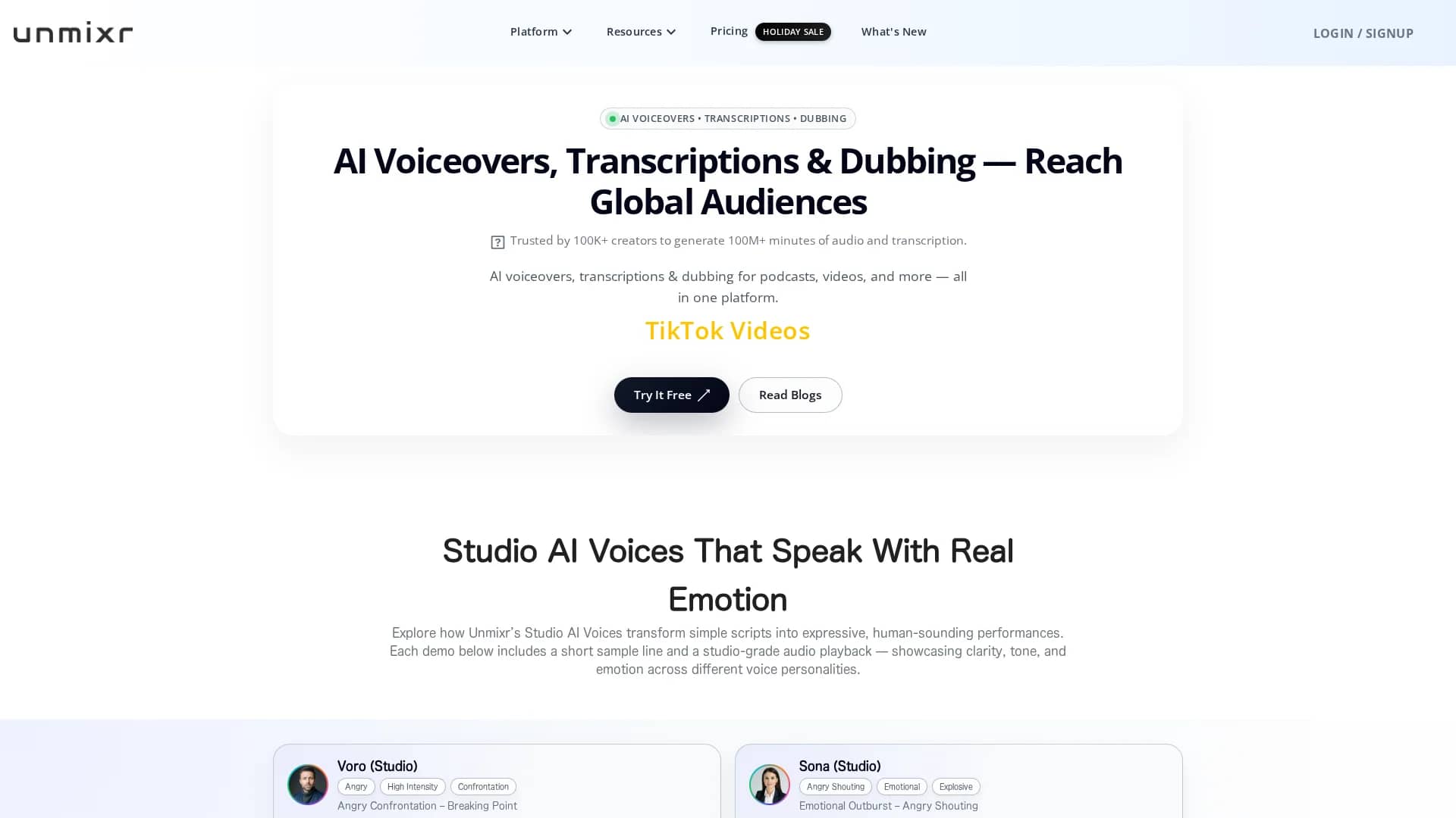 unmixr-ai homepage