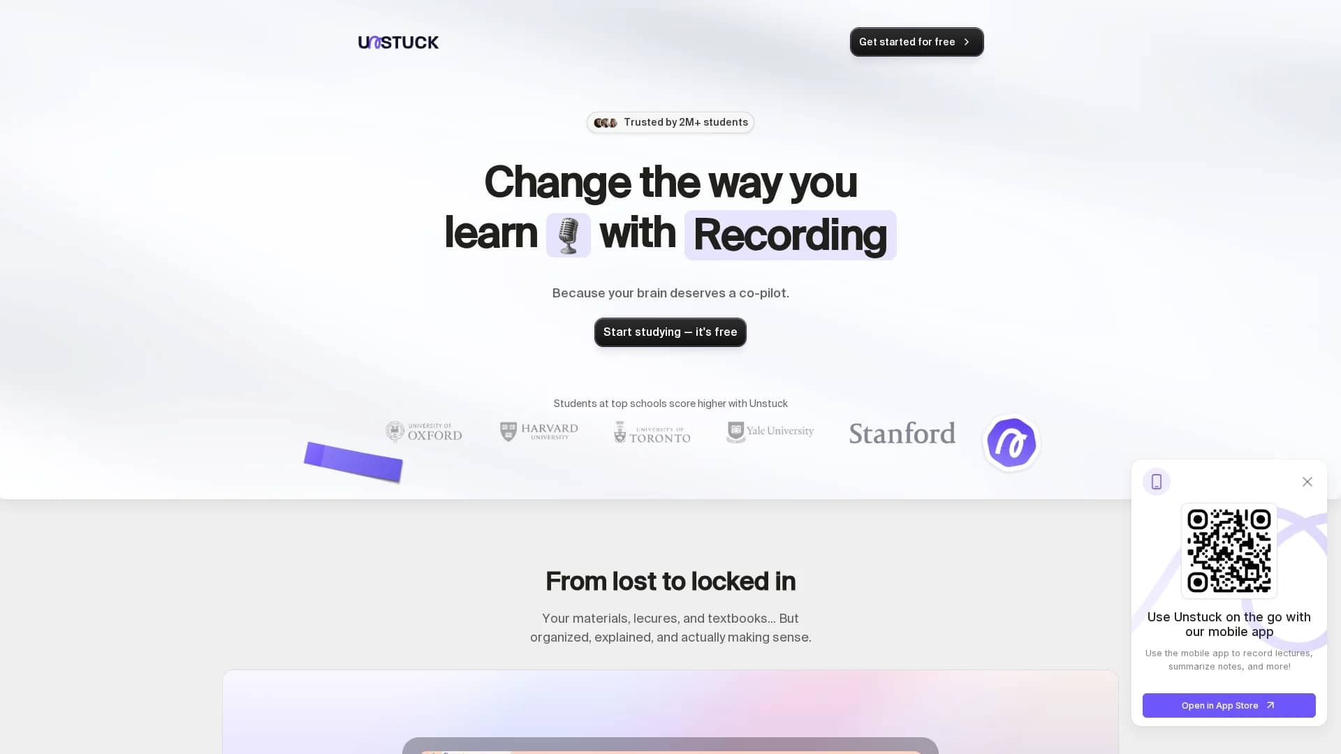 unstuck-ai homepage
