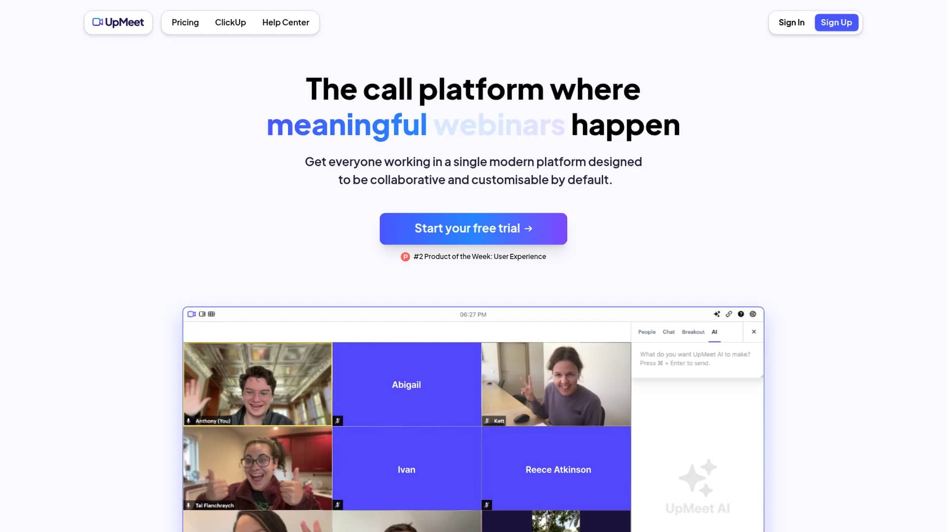upmeet-3-0 homepage