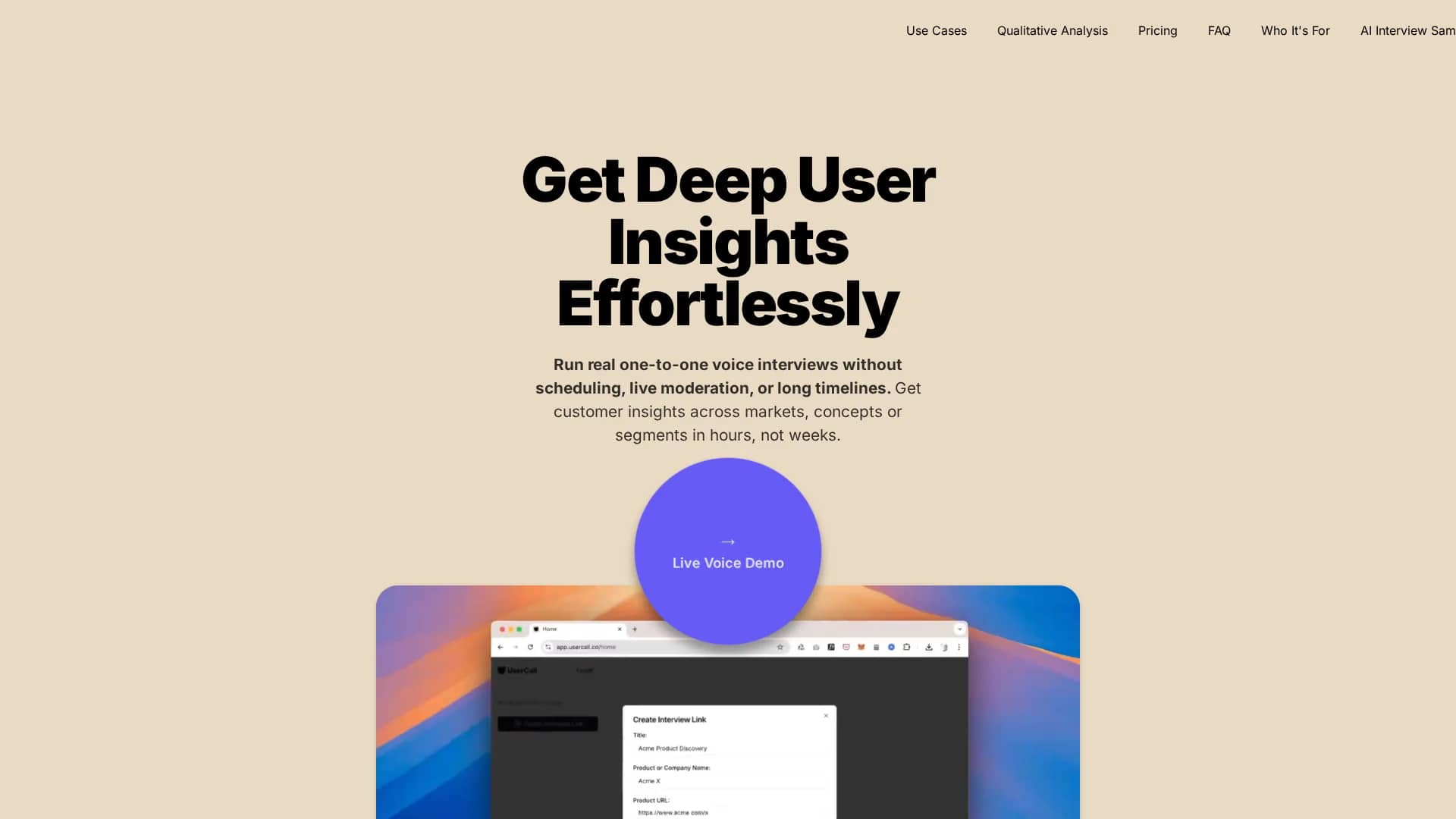 usercall homepage