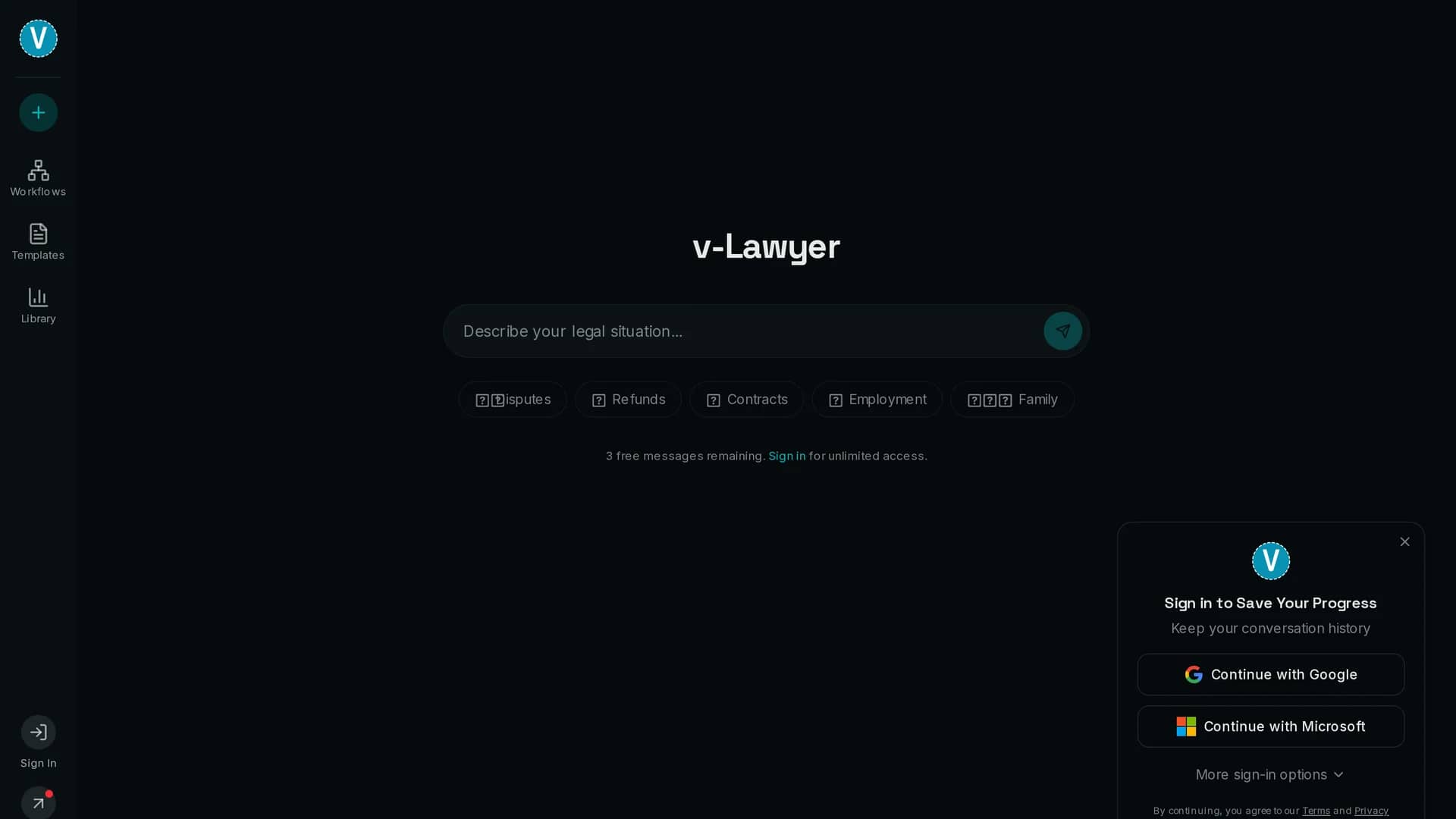 v-lawyer homepage