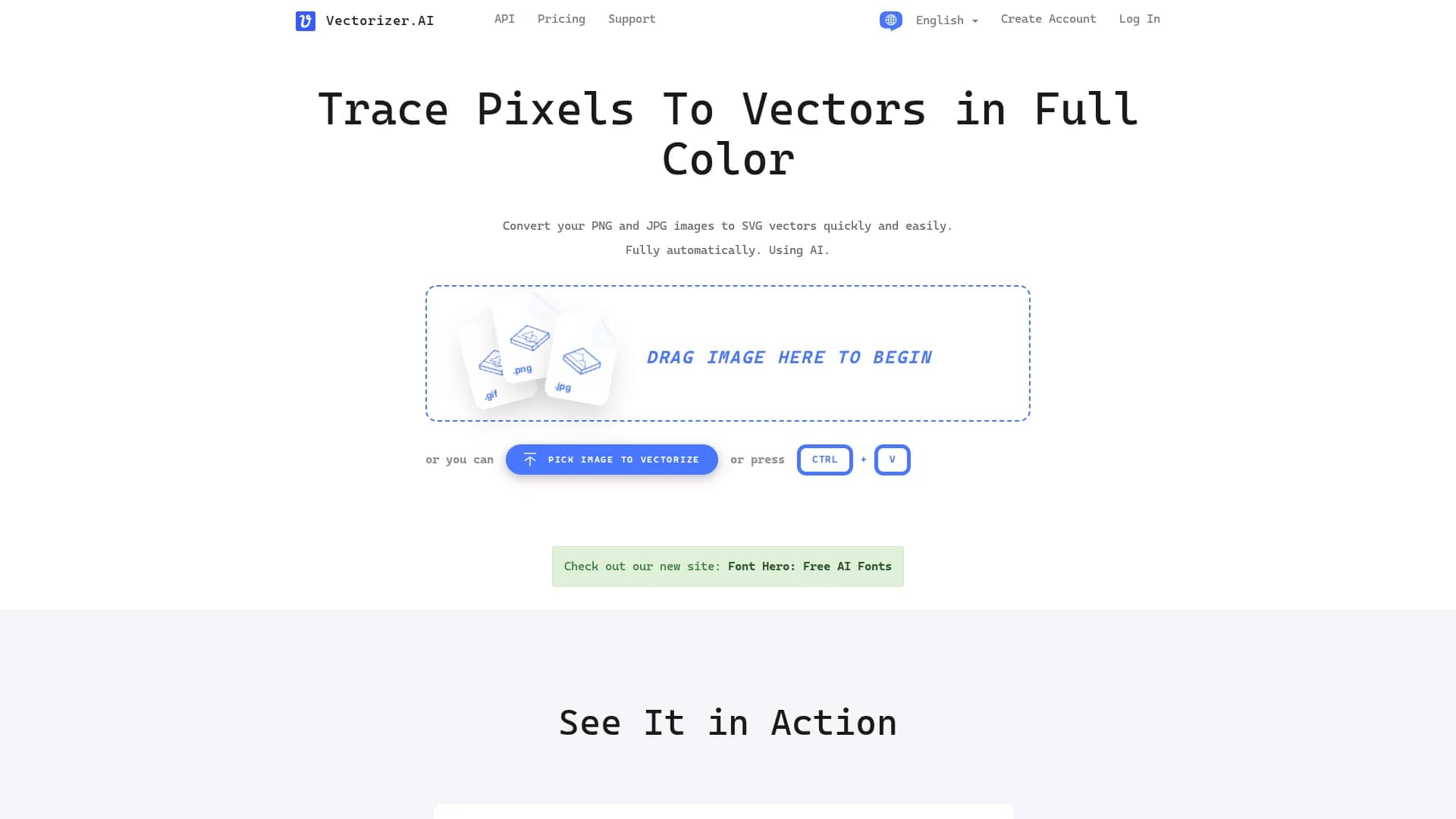vectorizer-ai homepage