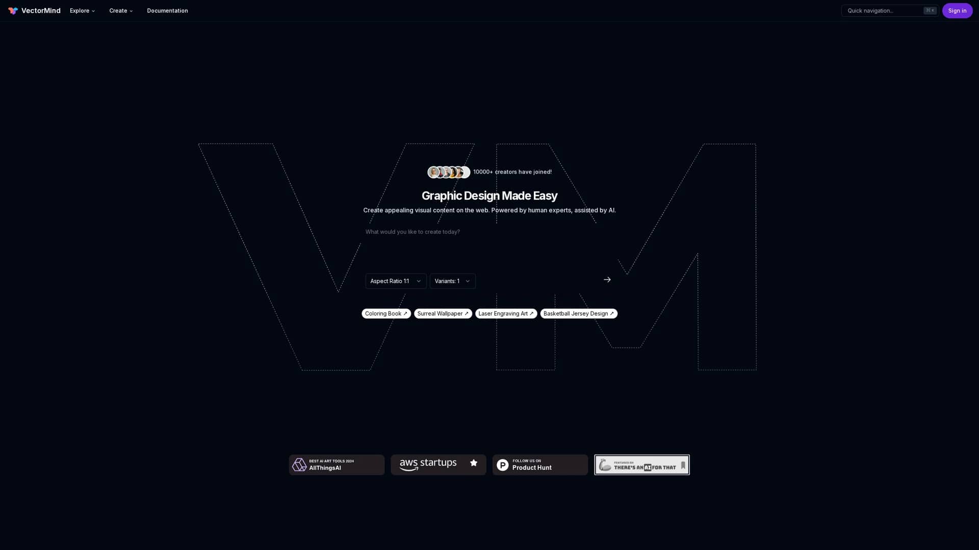 vectormind-ai homepage