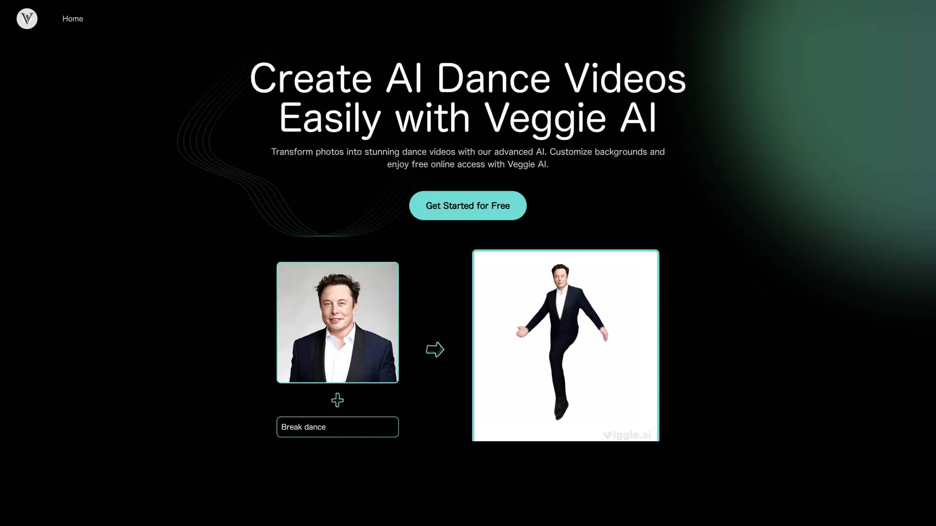 veggieai-dance-videos homepage