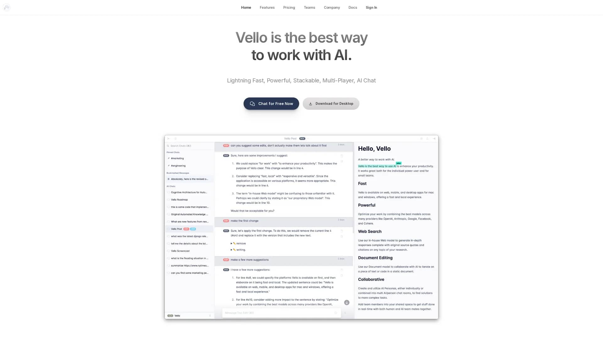 vello homepage