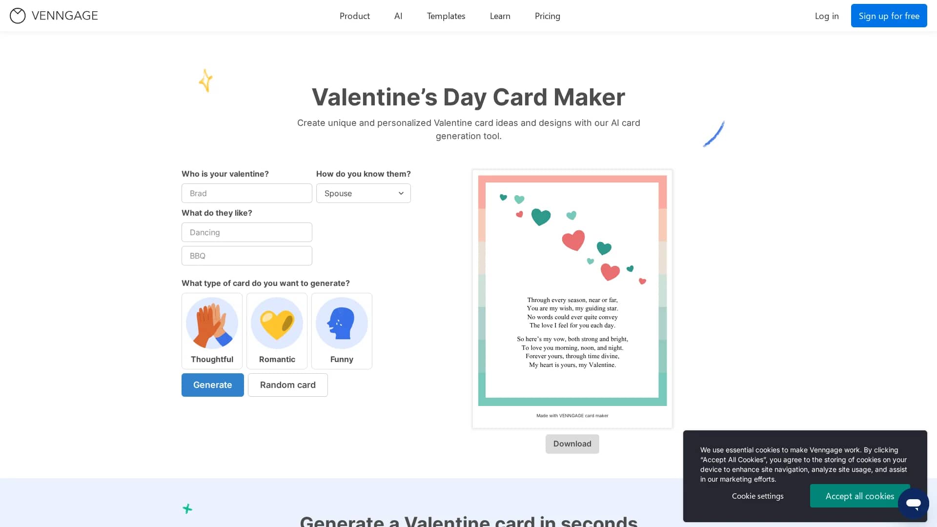 venngage homepage