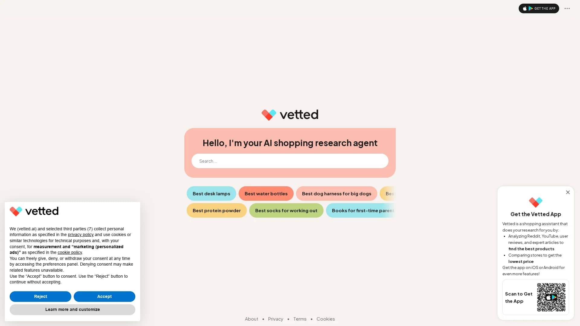 vetted-ai homepage