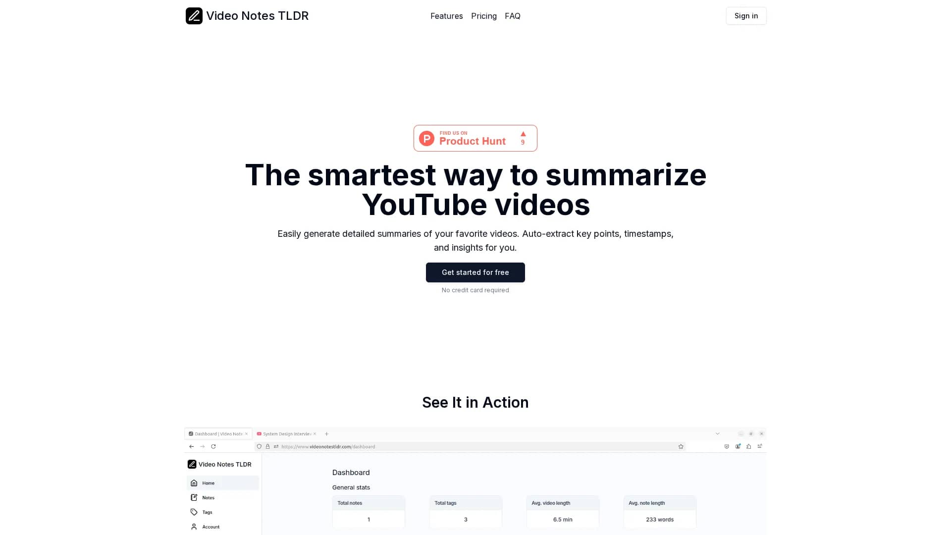 video-notes-tldr homepage