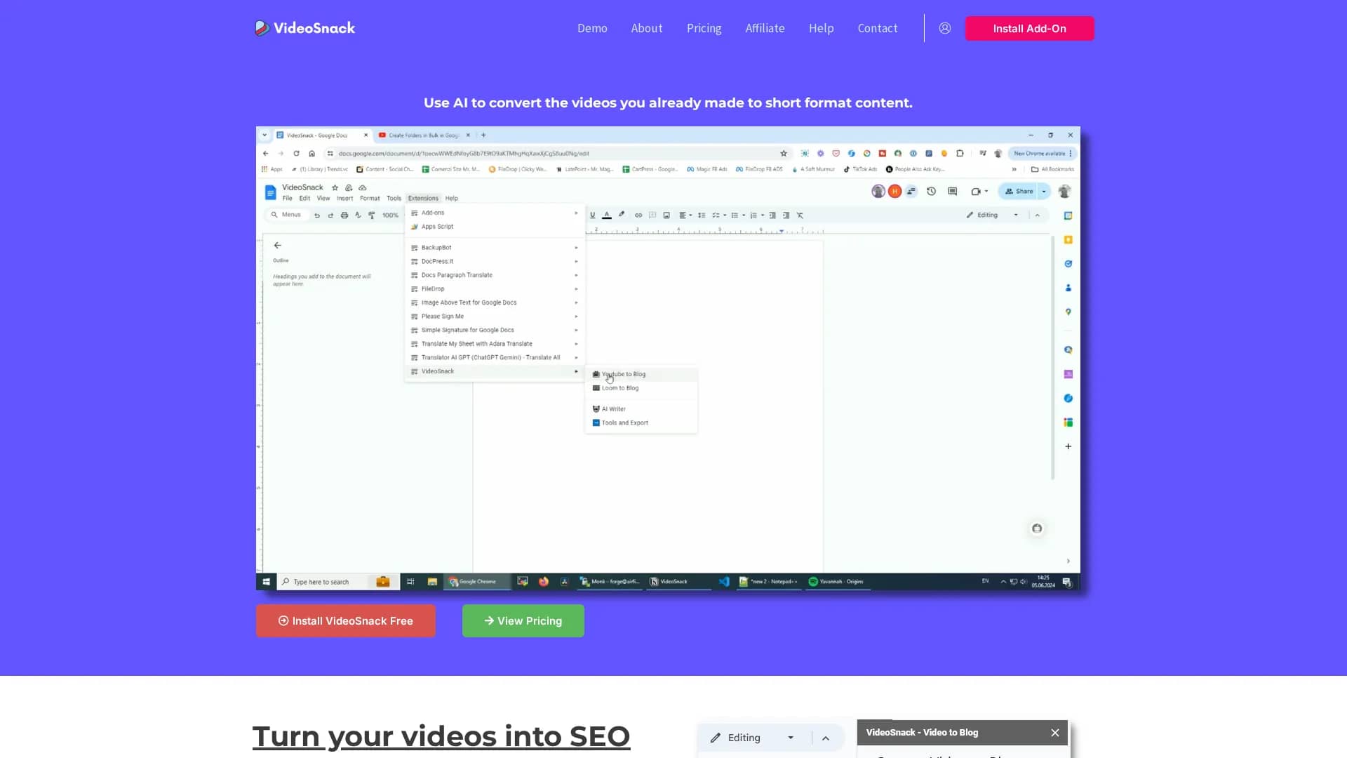 videosnack homepage
