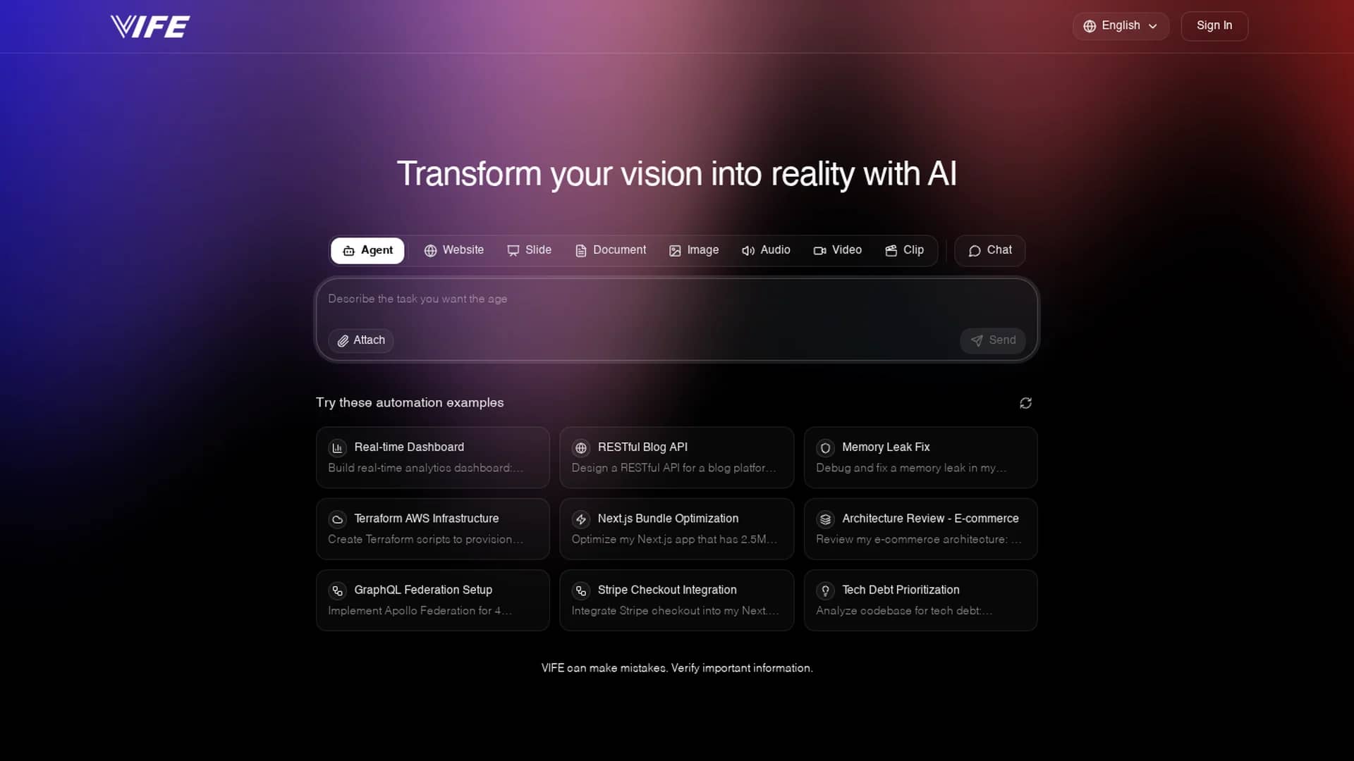 vife-ai homepage