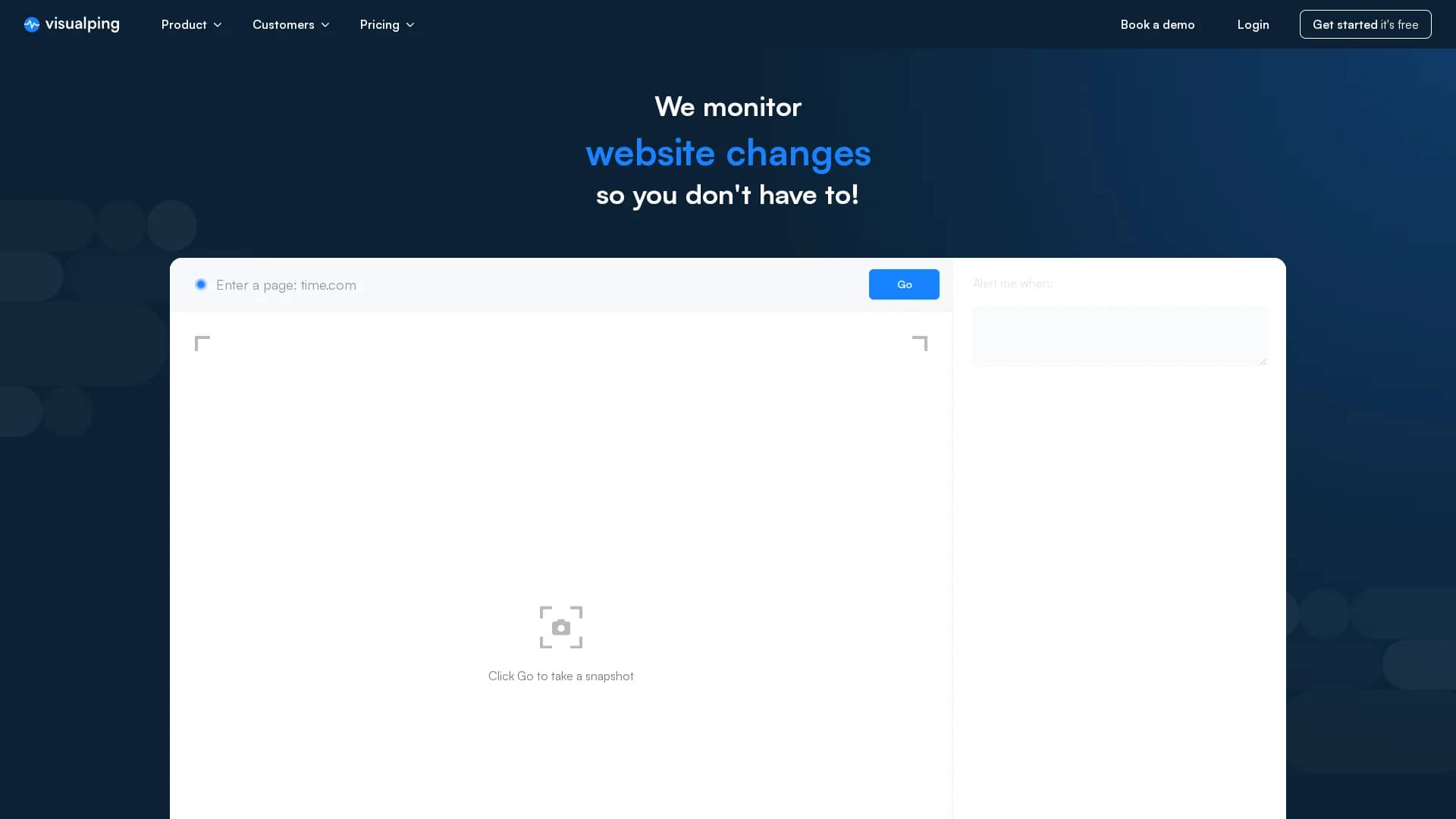 visualping homepage