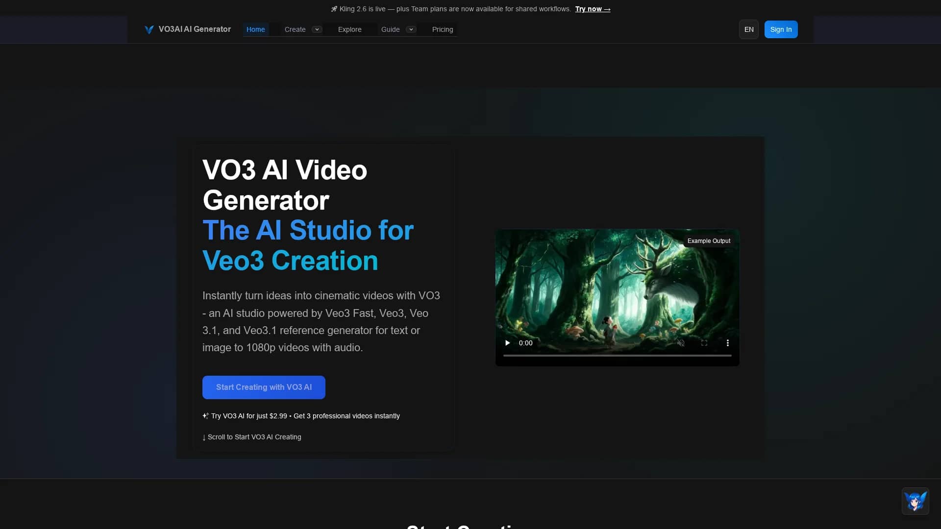 vo3ai-ai-generator homepage