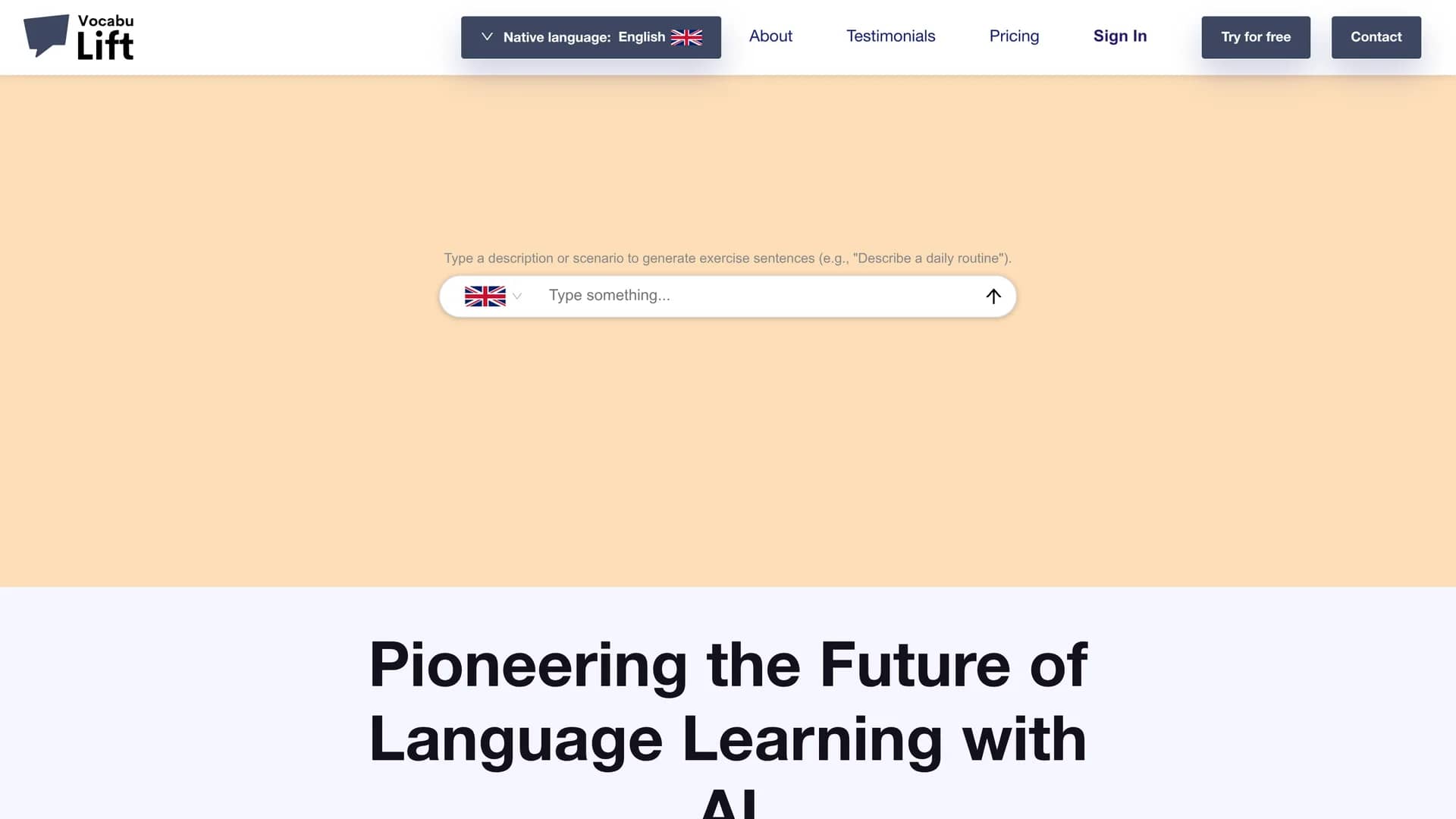 vocabulift homepage
