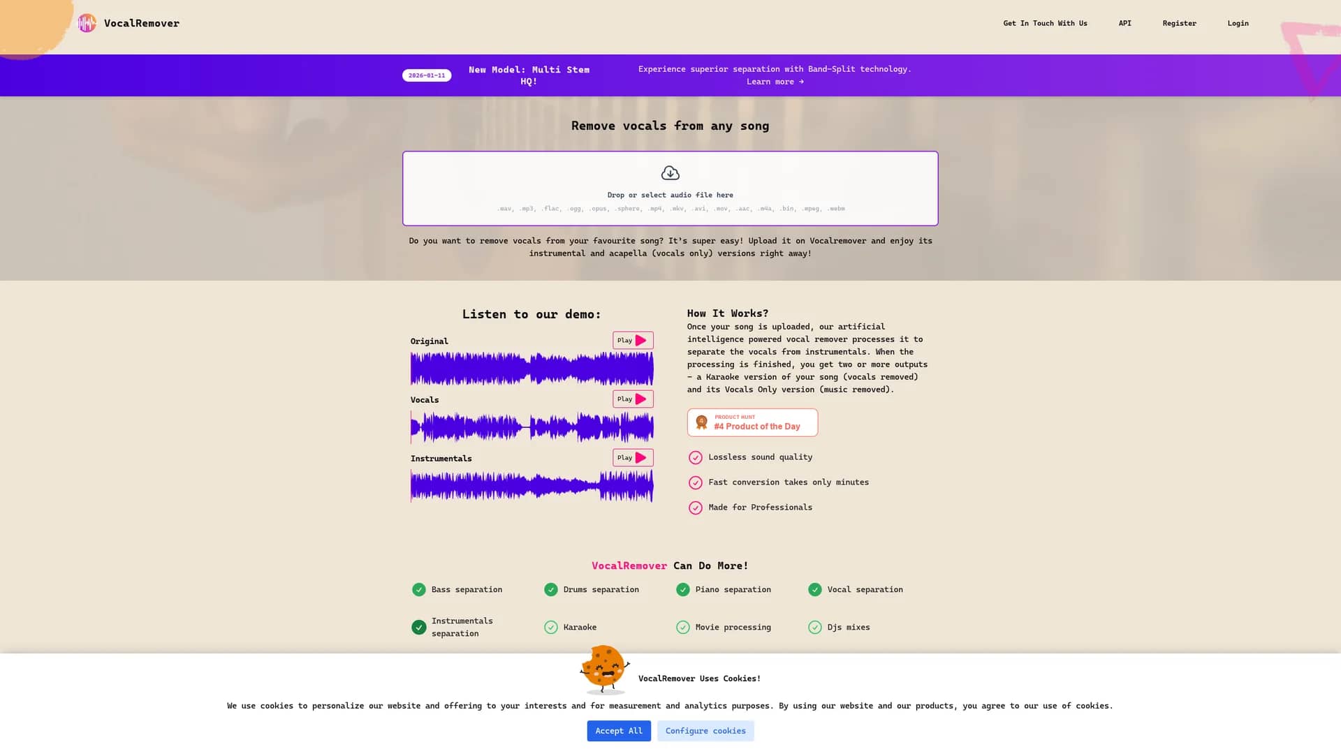 vocalremover homepage