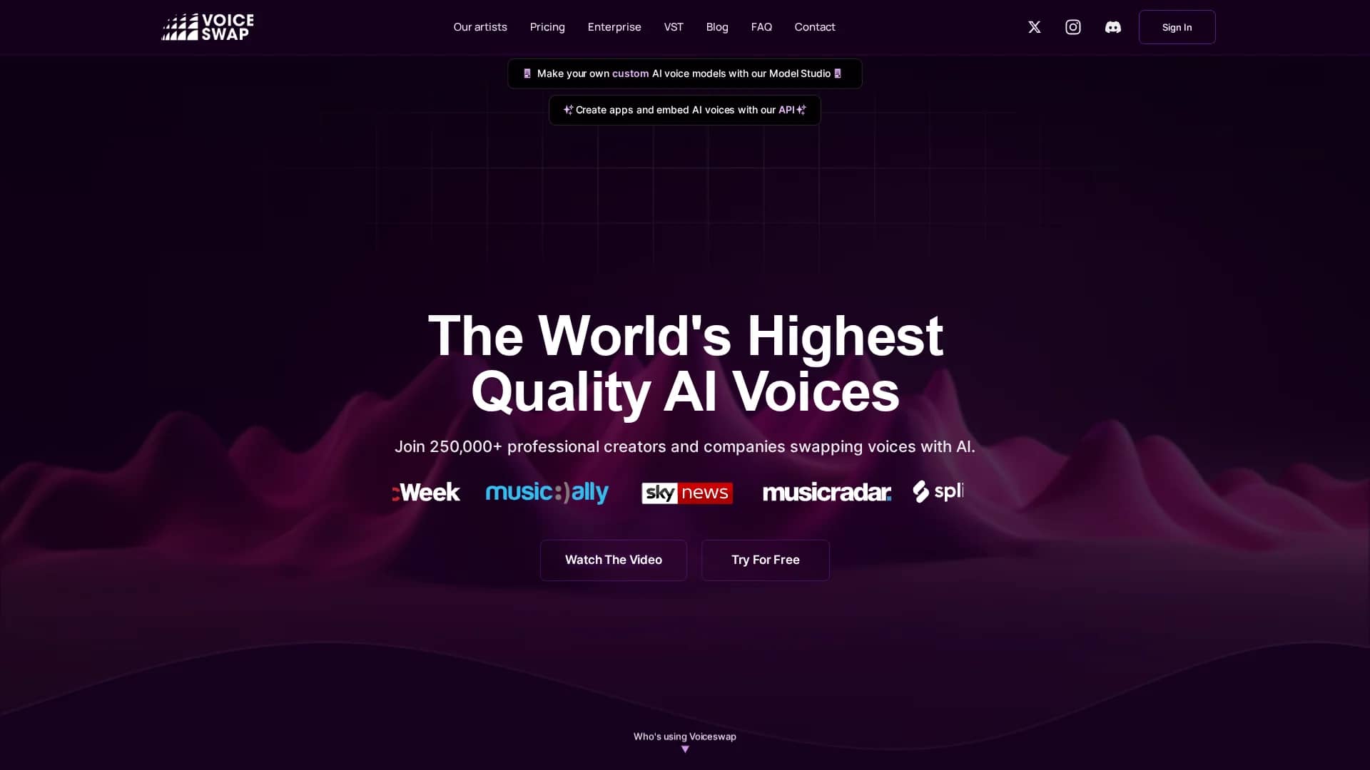 voice-swap-ai homepage