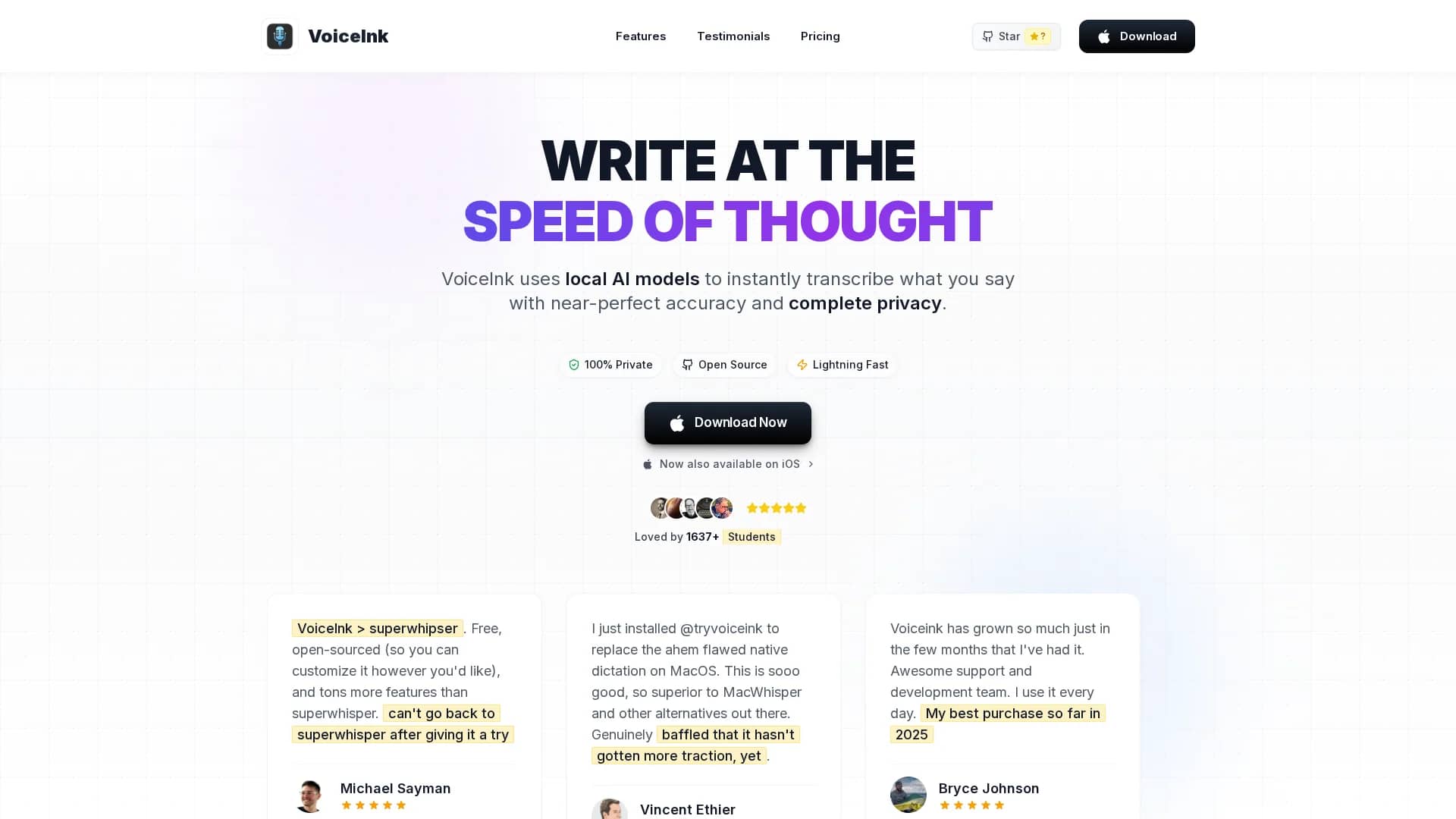 voiceink homepage