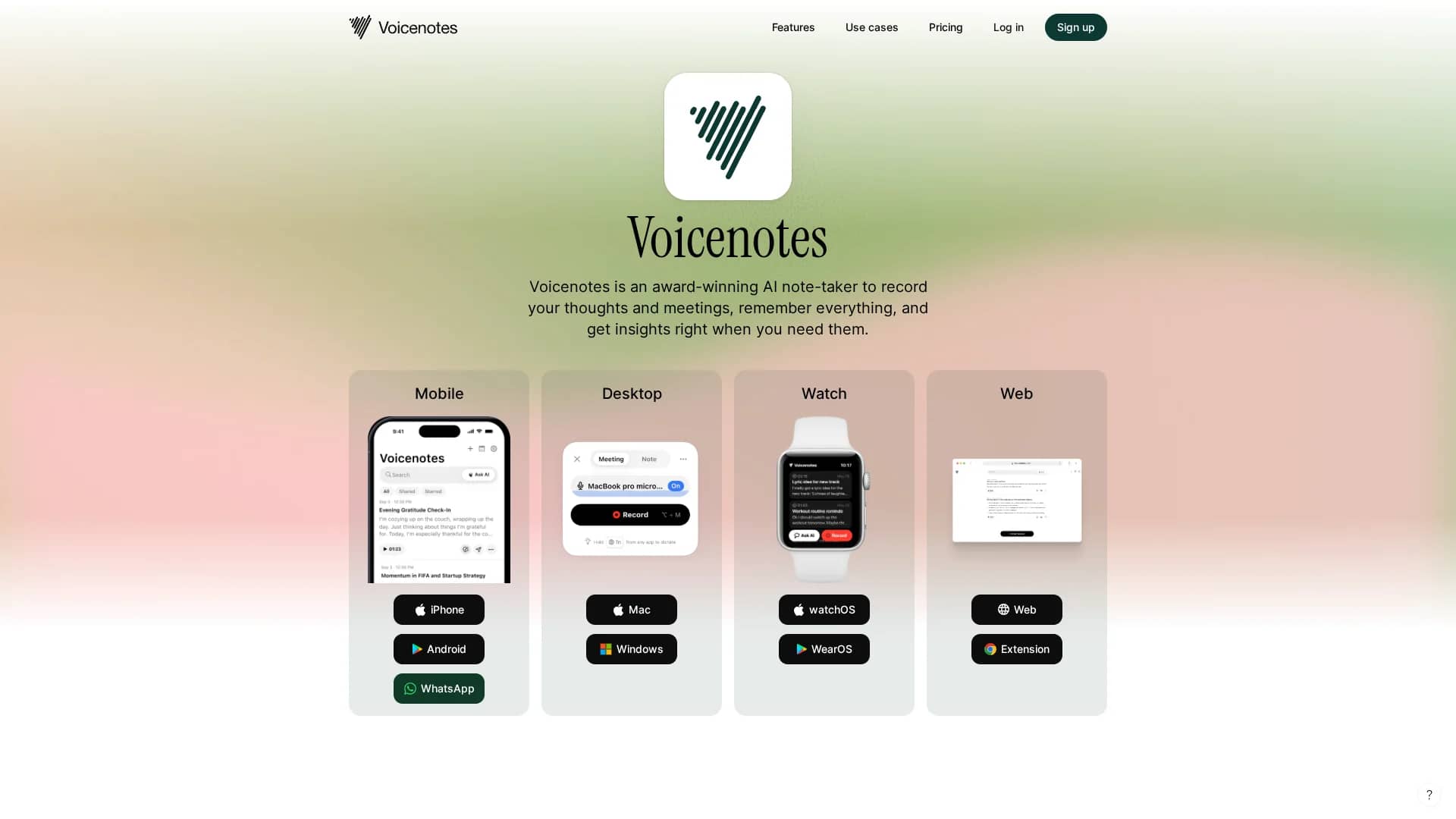voicenotes homepage