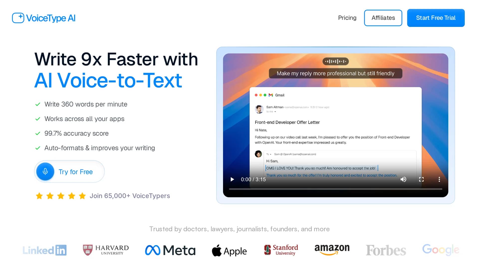voicetype-ai homepage