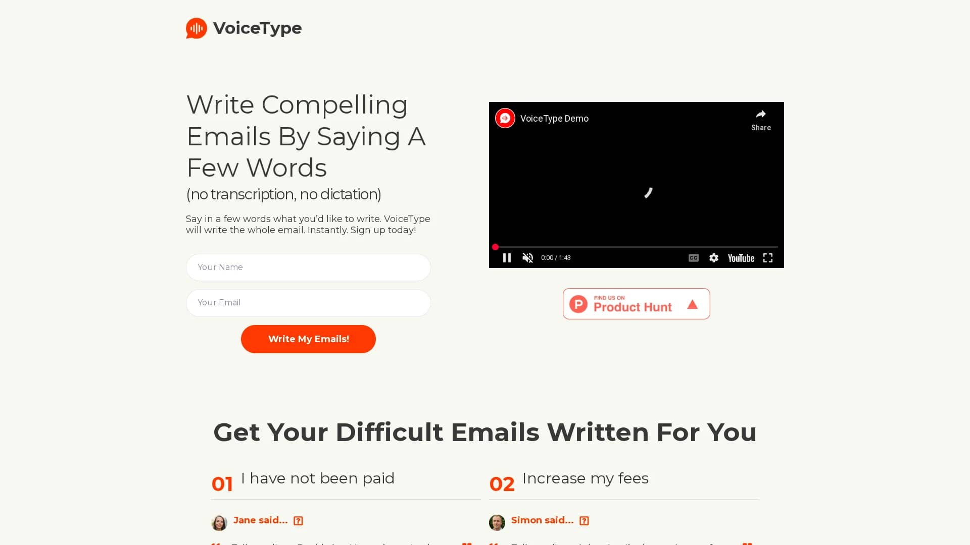 voicetype homepage