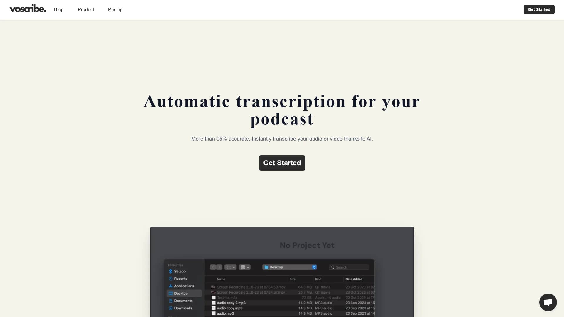 voscribe homepage