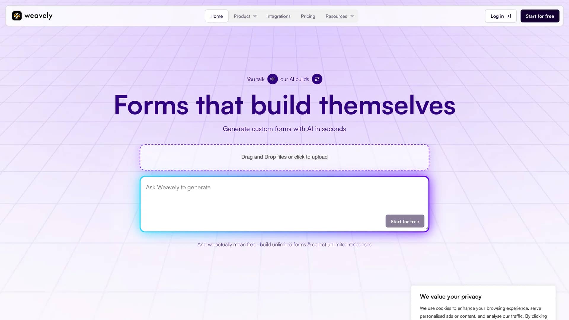 weavely-ai homepage