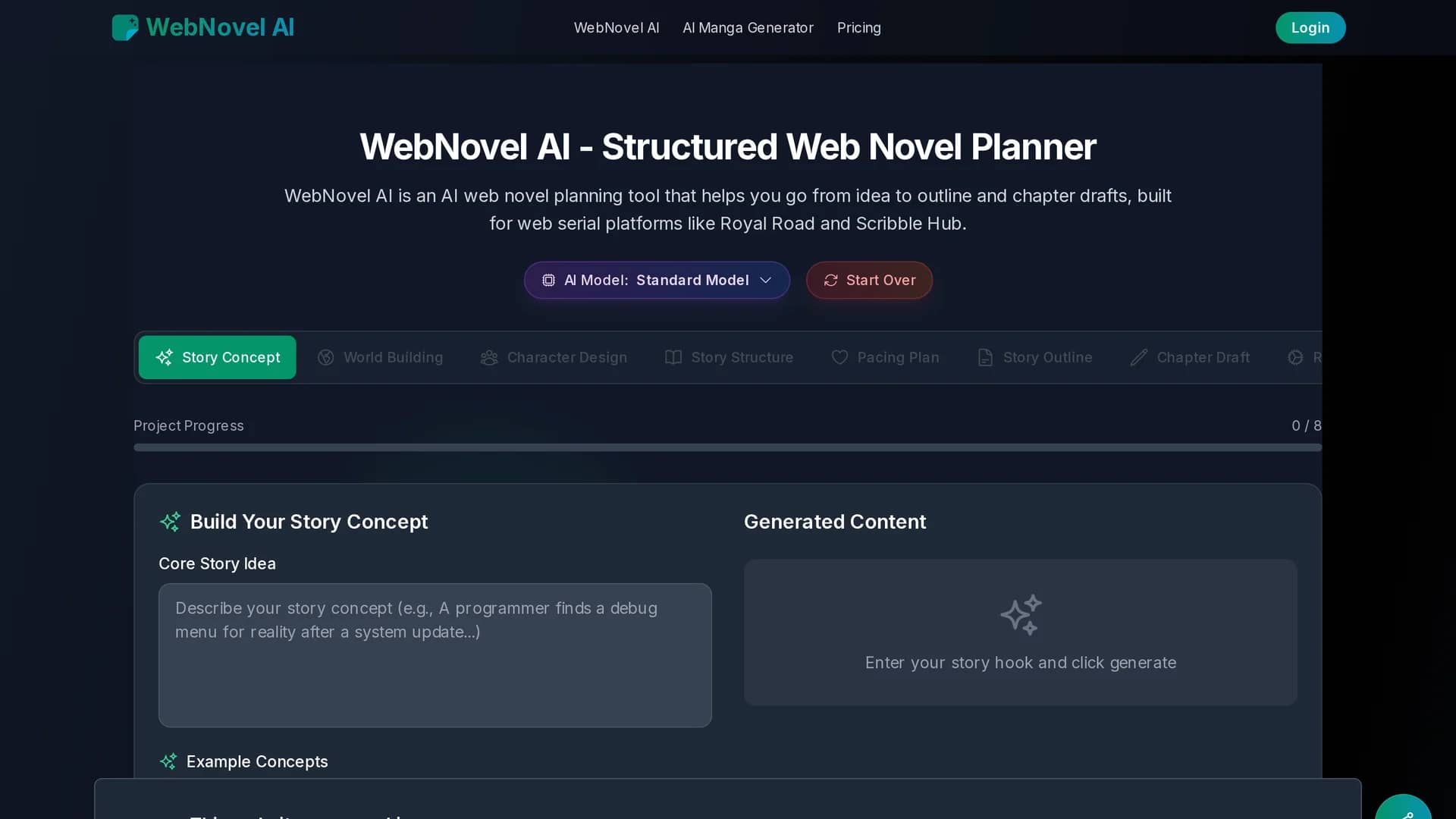 webnovel-ai homepage