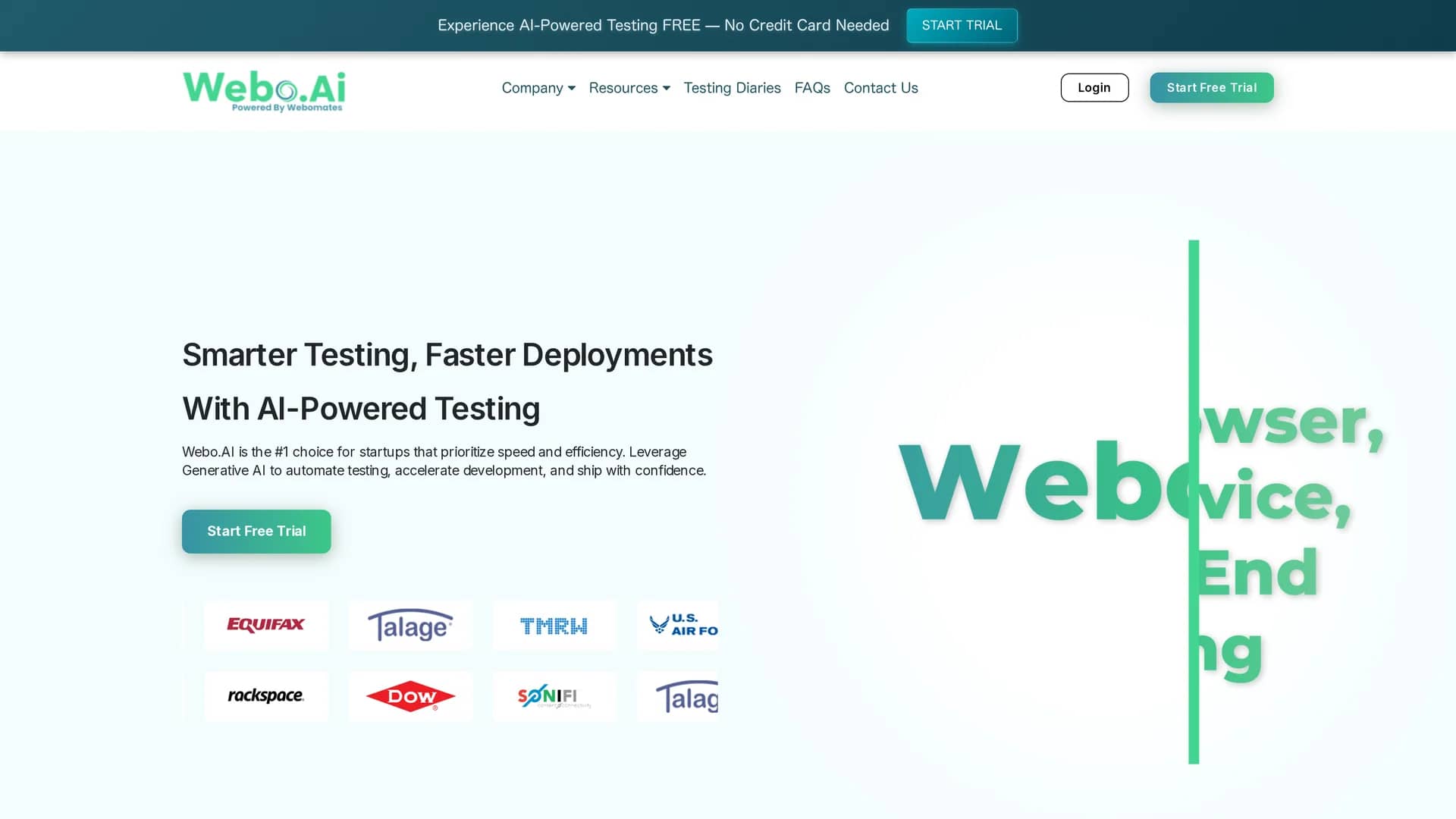 webo-ai homepage