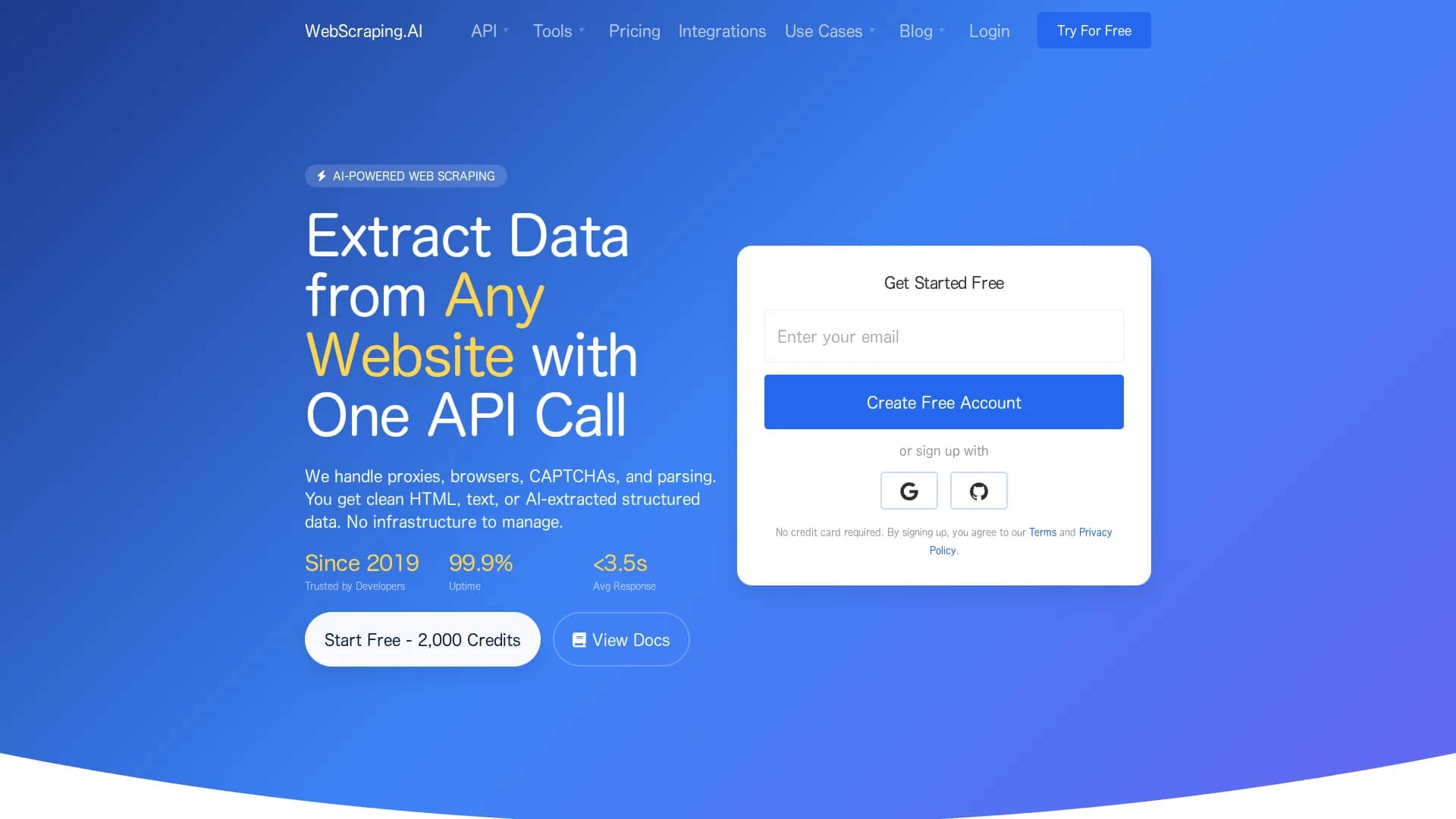 webscraping-ai homepage