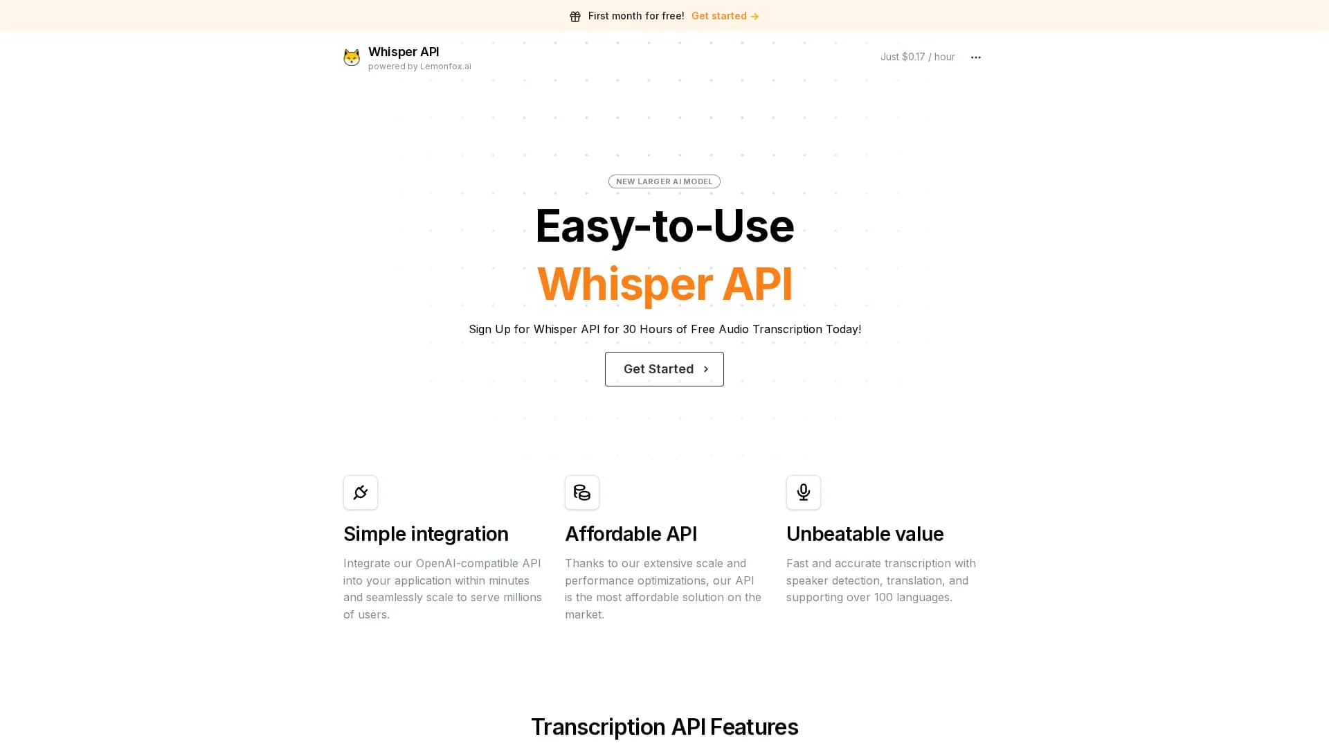 whisperapi homepage