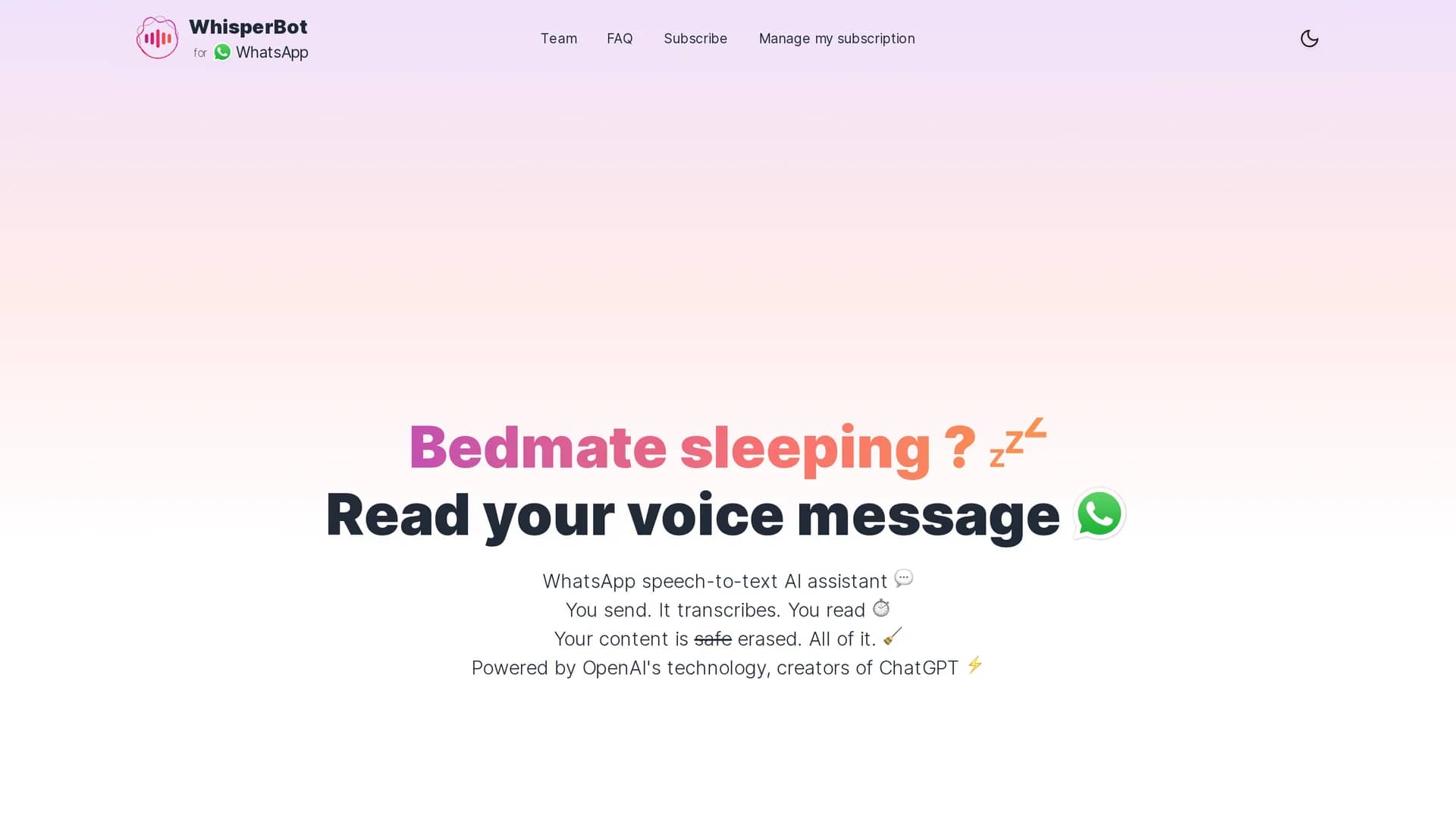 whisperbot homepage