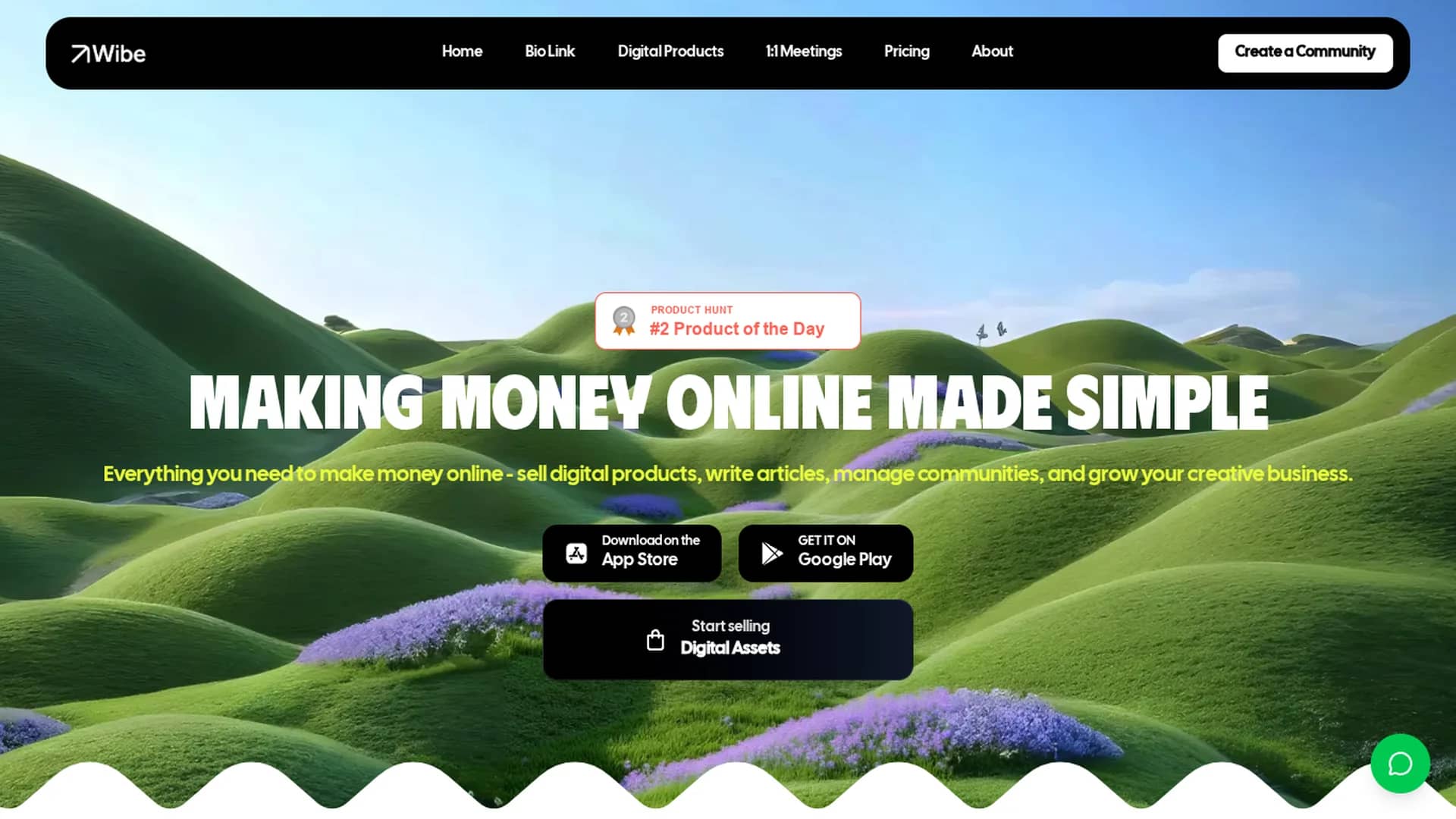 wibe-for-creators homepage