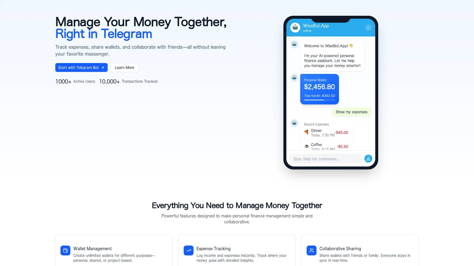 wisebot-ai homepage