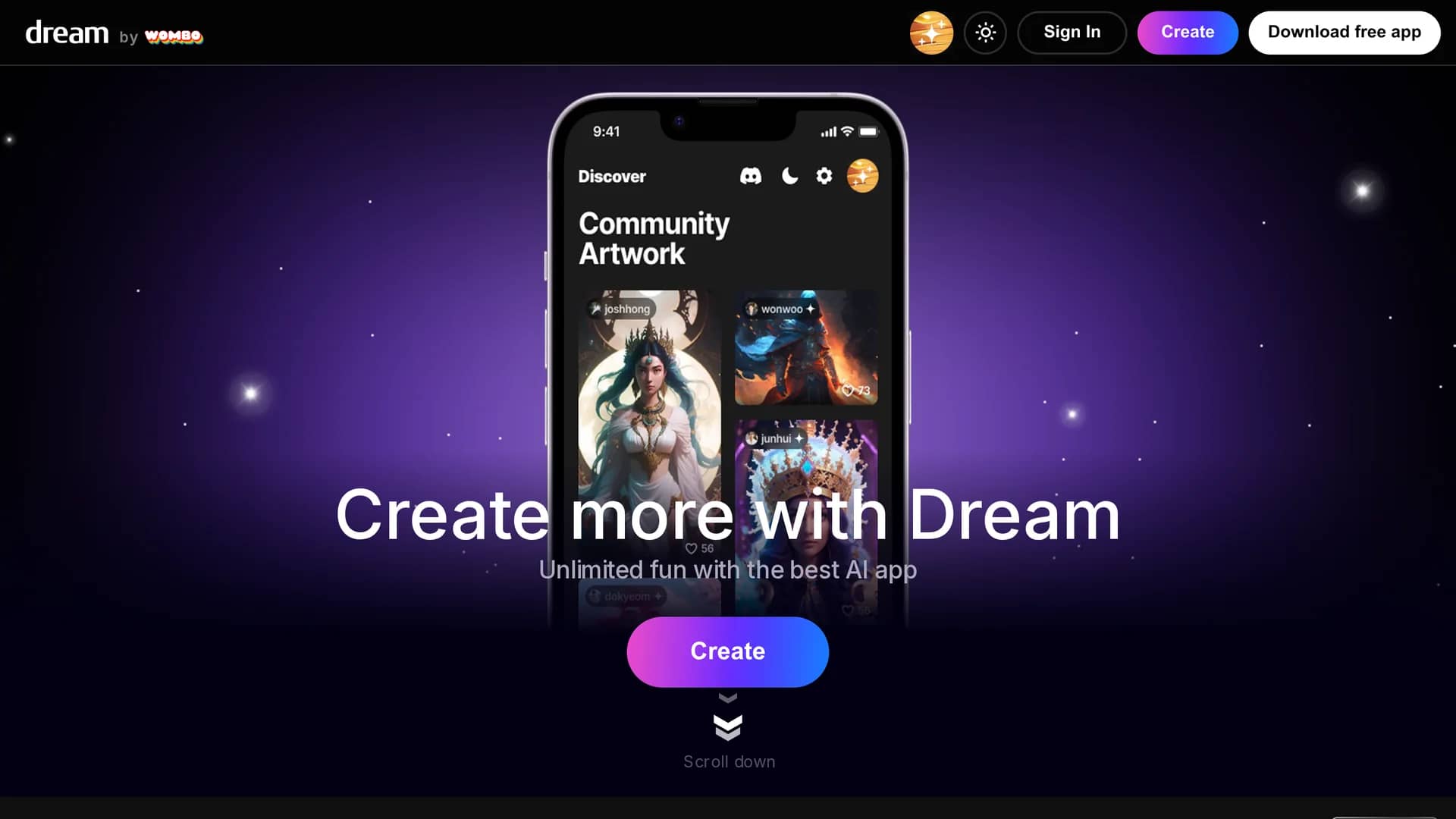 wombo homepage