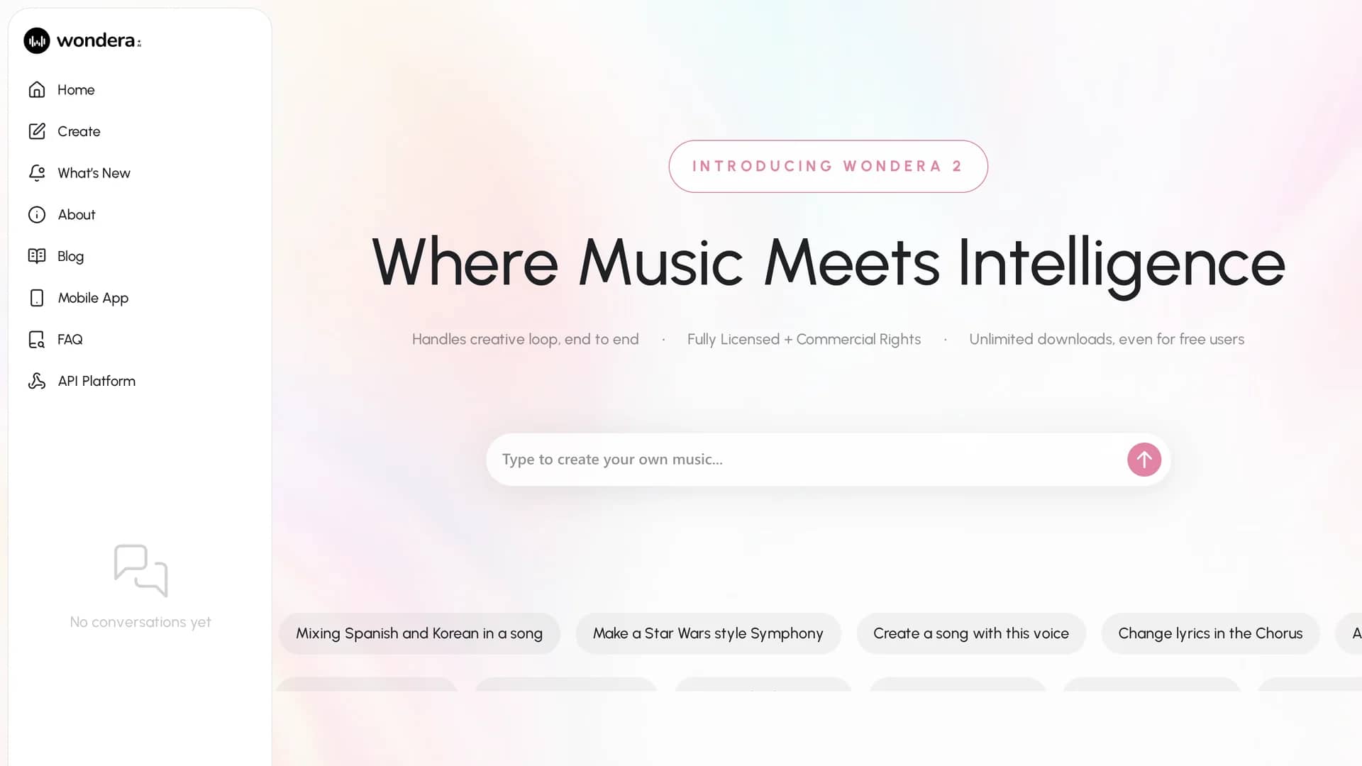 wondera-ai homepage