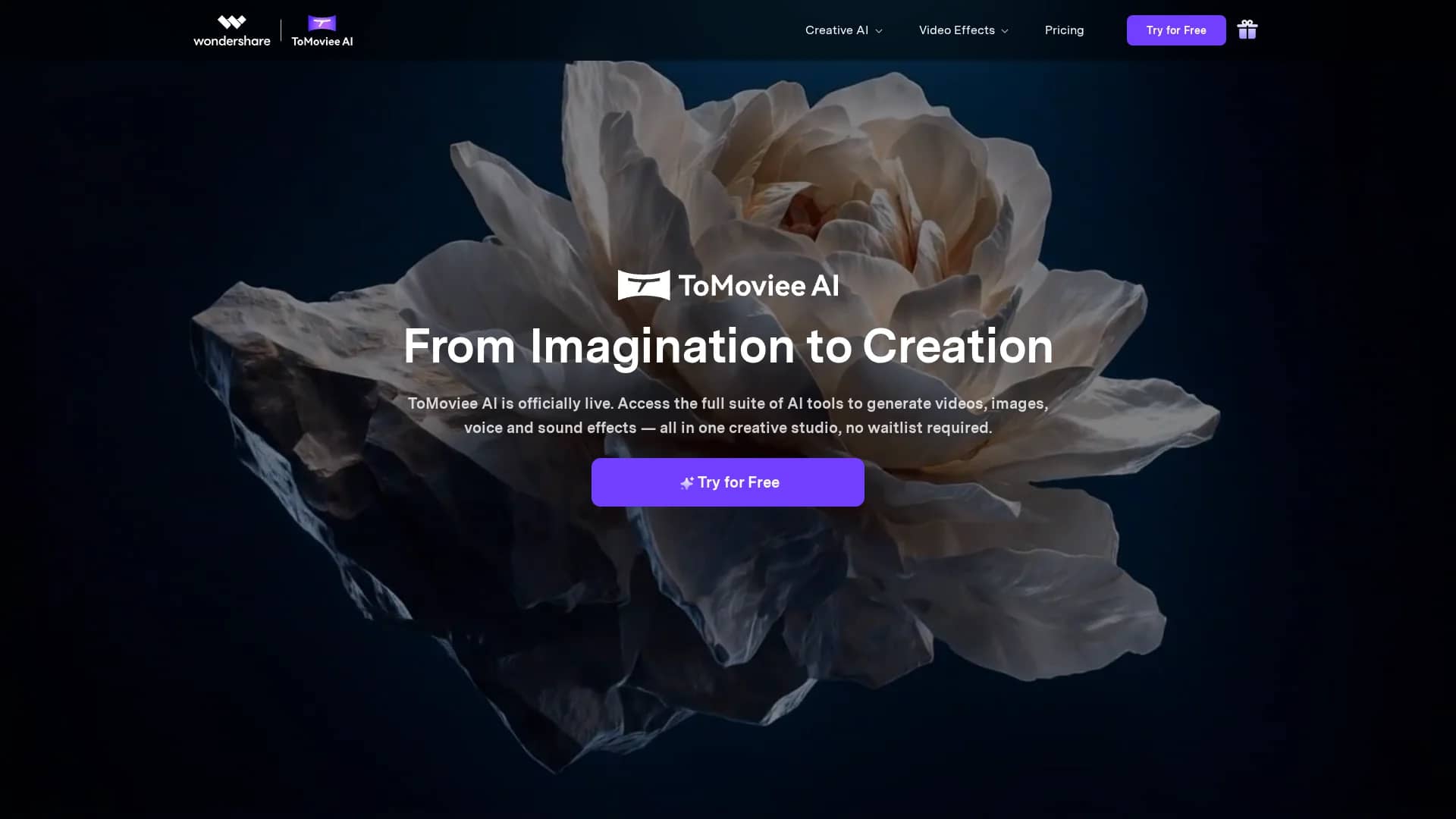 wondershare-tomoviee-ai homepage