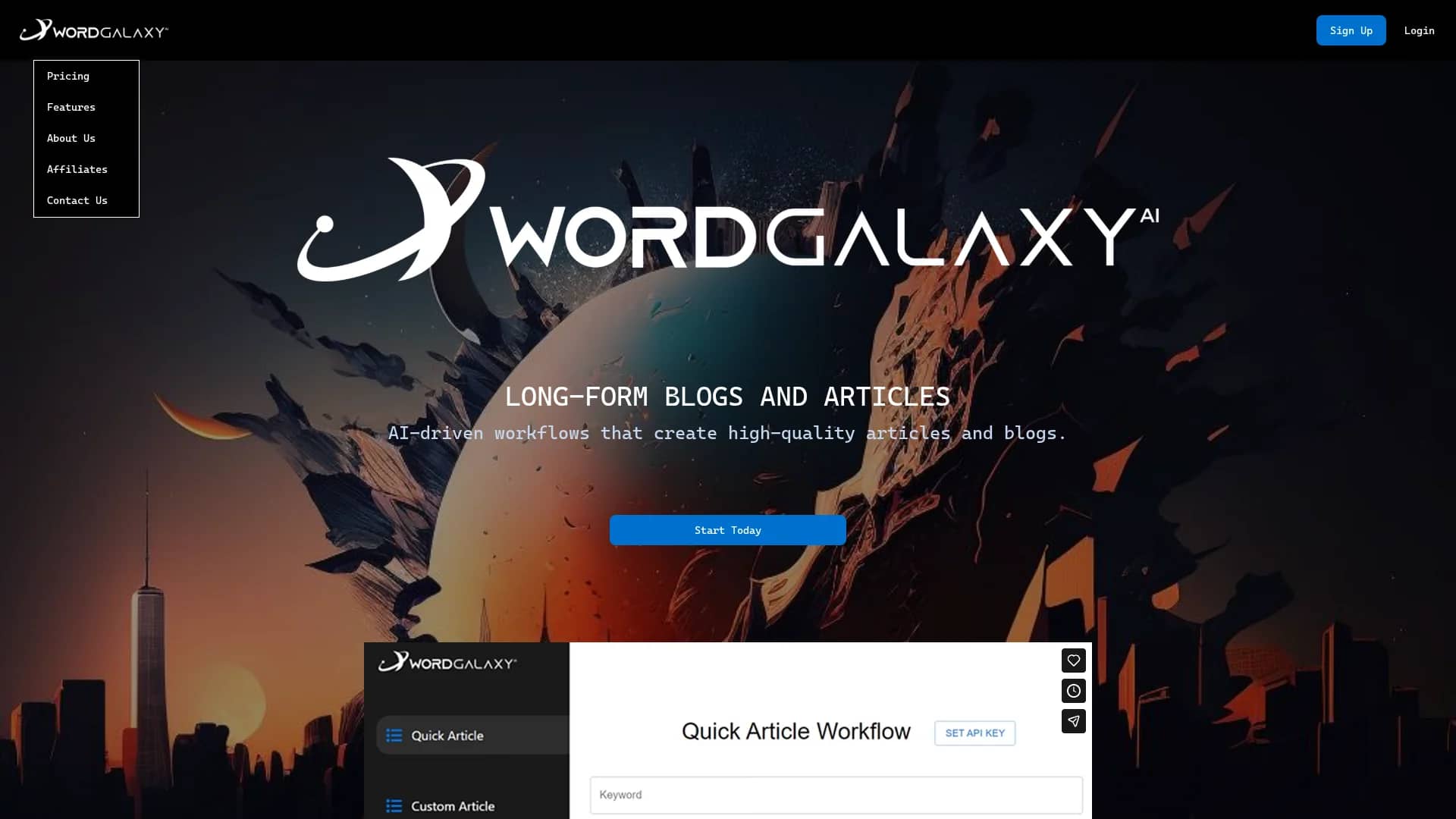 wordgalaxy homepage