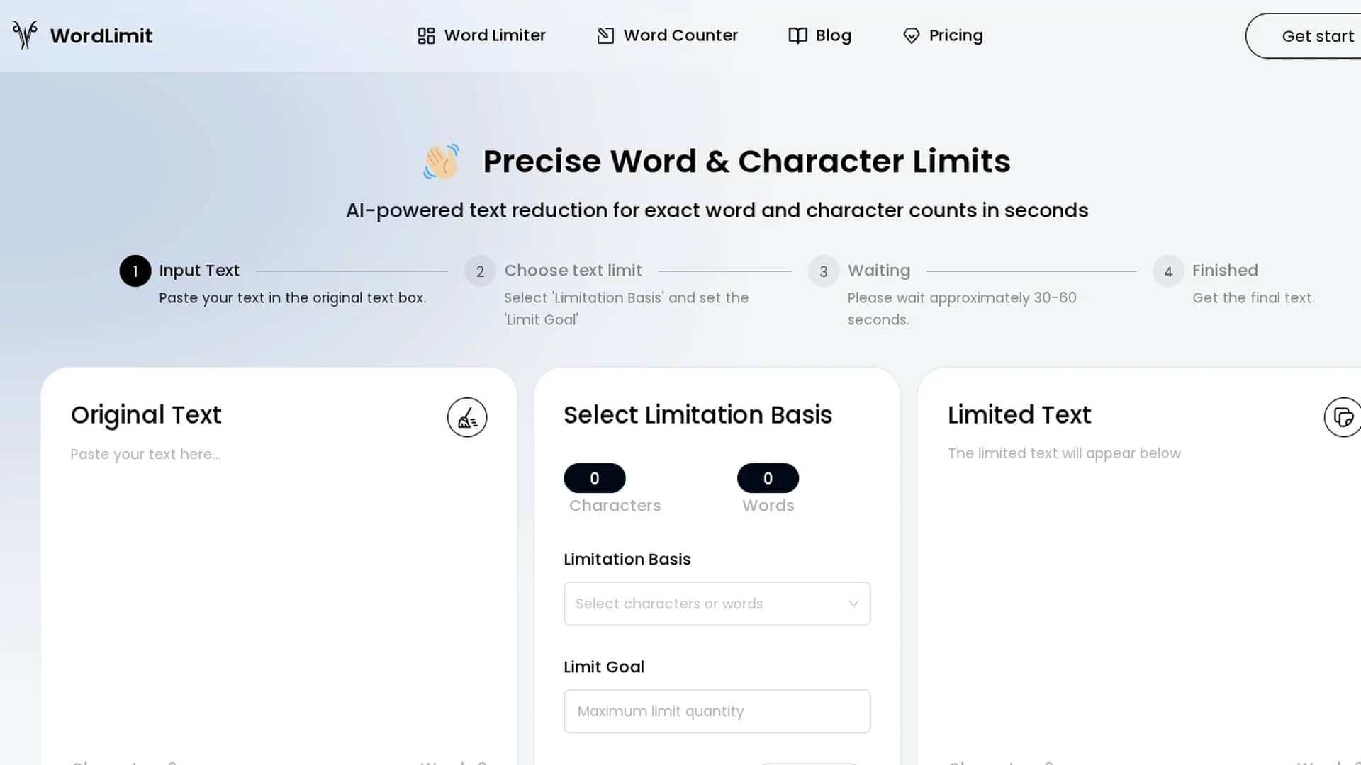 wordlimit-ai homepage