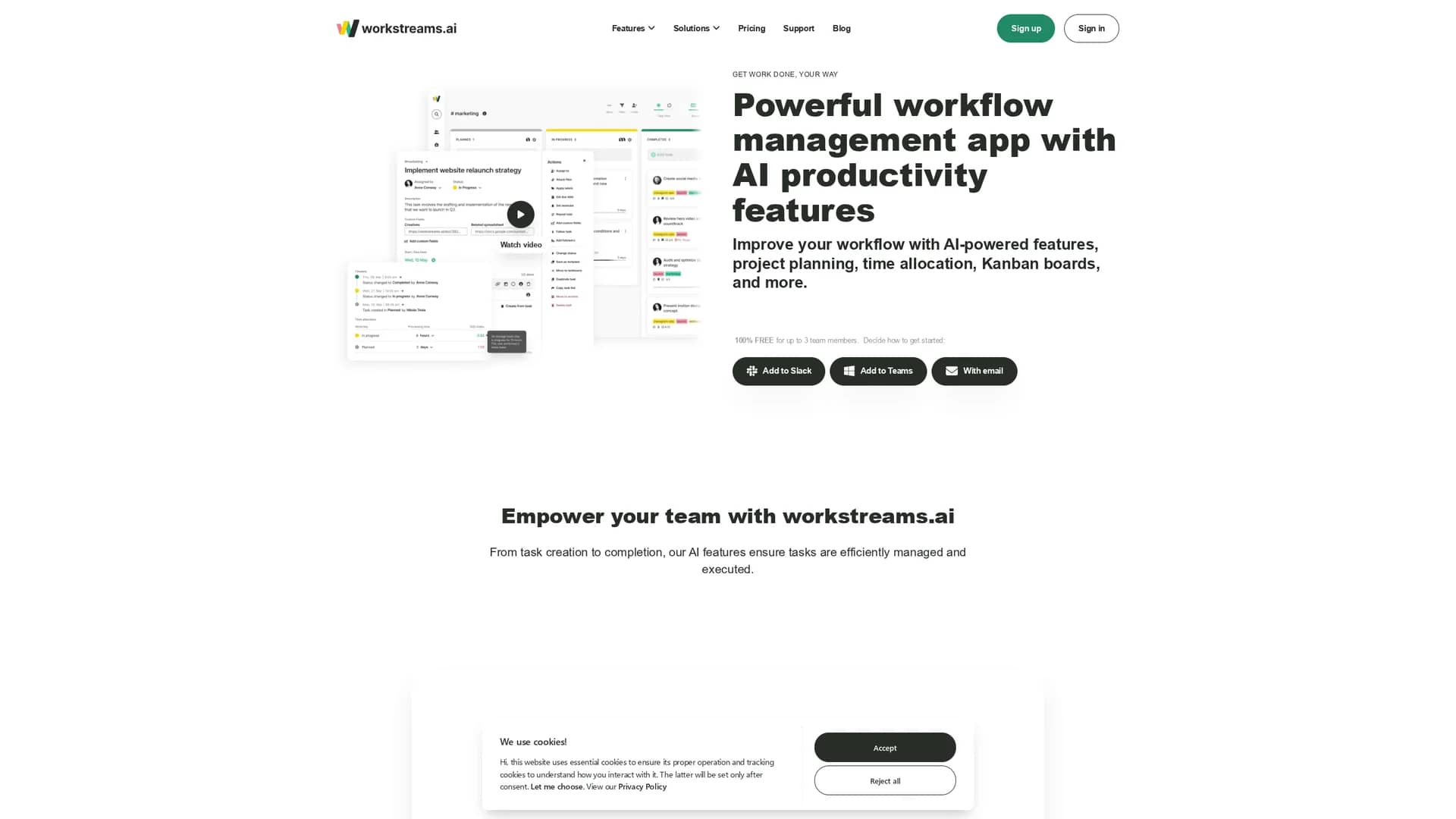 workstreams-ai homepage