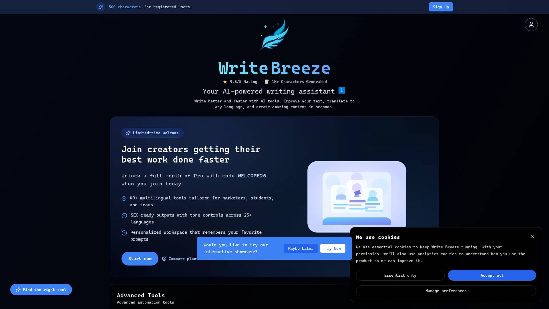 write-breeze homepage